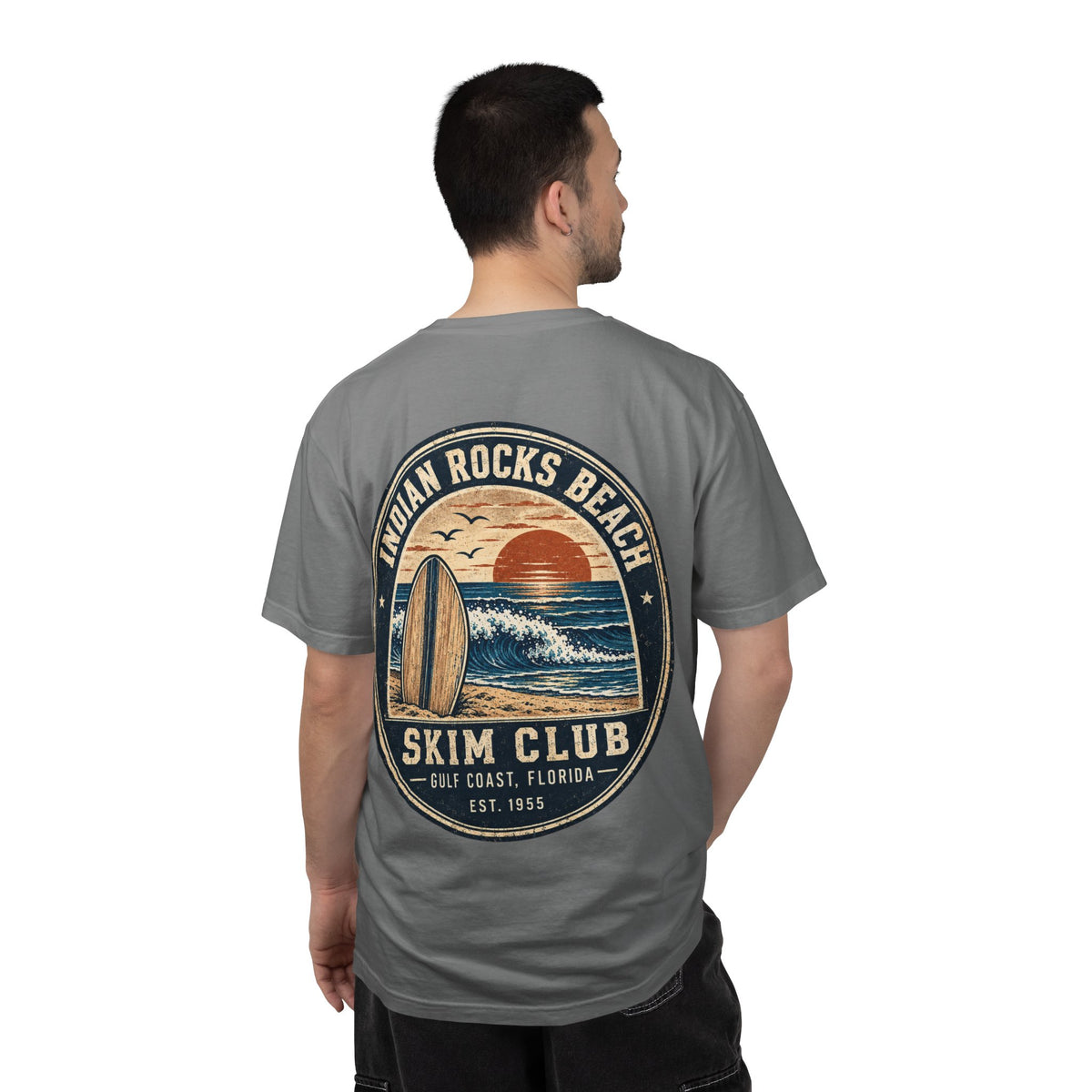 Indian Rocks Beach Skim Club T-Shirt — Retro Surf Sunset Tee