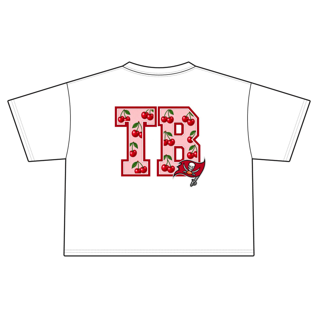 Cropped Football Shirt Baby Tee — "This Is My Football Shirt Baby" Cherry Varsity Design