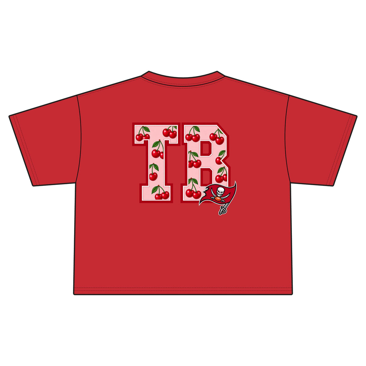 Cropped Football Shirt Baby Tee — "This Is My Football Shirt Baby" Cherry Varsity Design