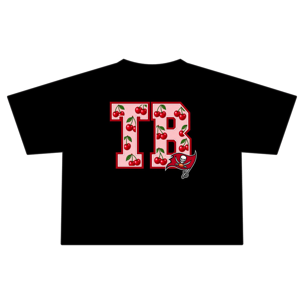 Cropped Football Shirt Baby Tee — "This Is My Football Shirt Baby" Cherry Varsity Design