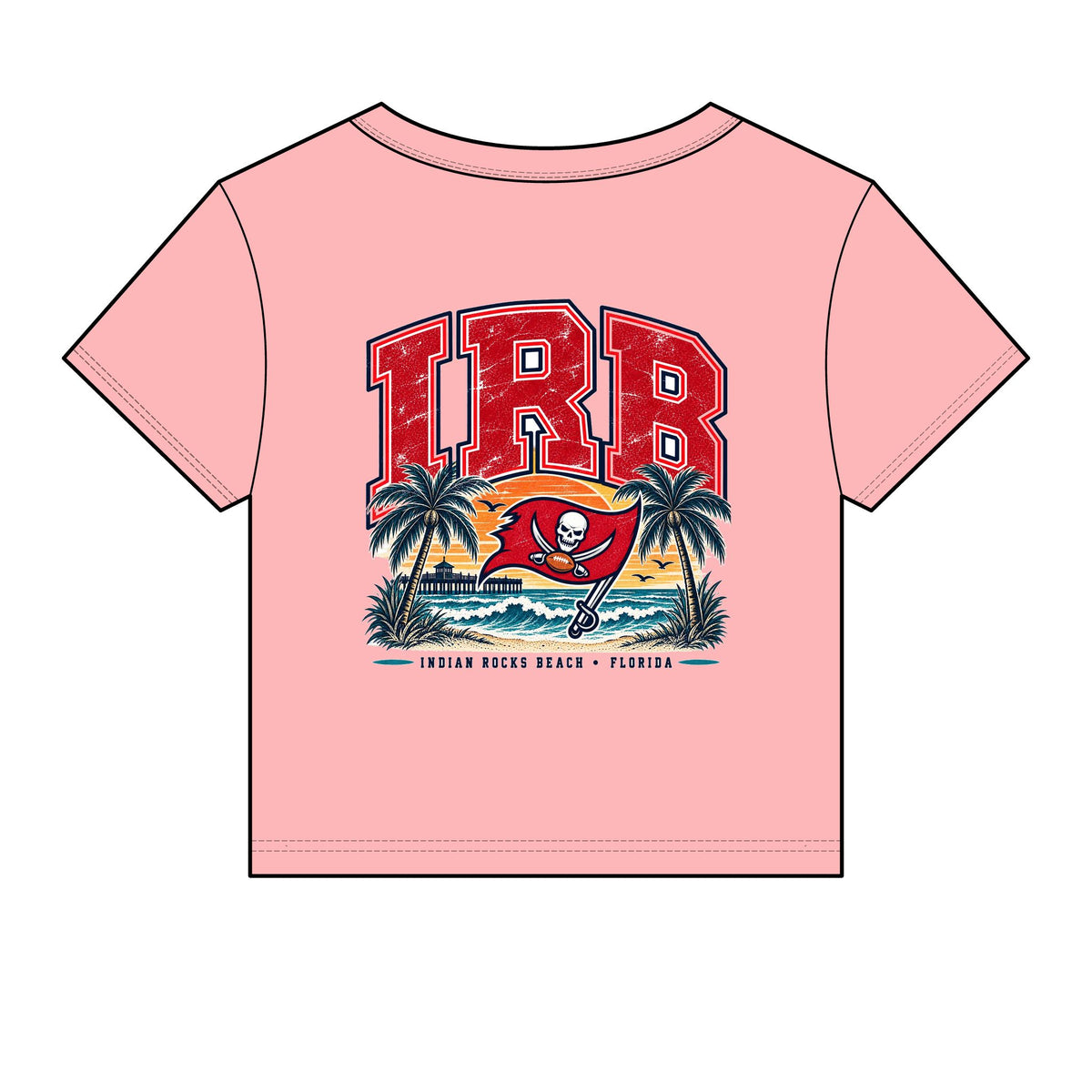 Baby Tee — TB Tampa Bay Buccaneers Retro Beach Palm Graphic