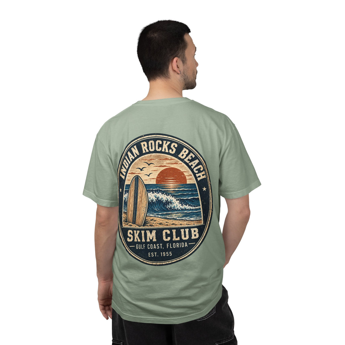 Indian Rocks Beach Skim Club T-Shirt — Retro Surf Sunset Tee