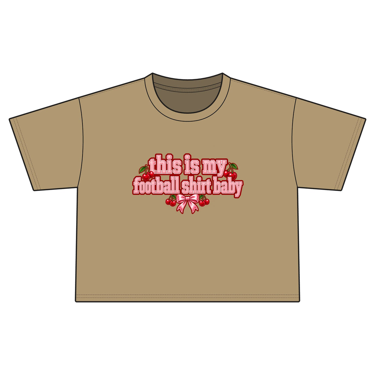 Cropped Football Shirt Baby Tee — "This Is My Football Shirt Baby" Cherry Varsity Design