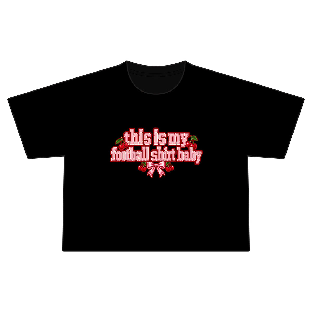 Cropped Football Shirt Baby Tee — "This Is My Football Shirt Baby" Cherry Varsity Design