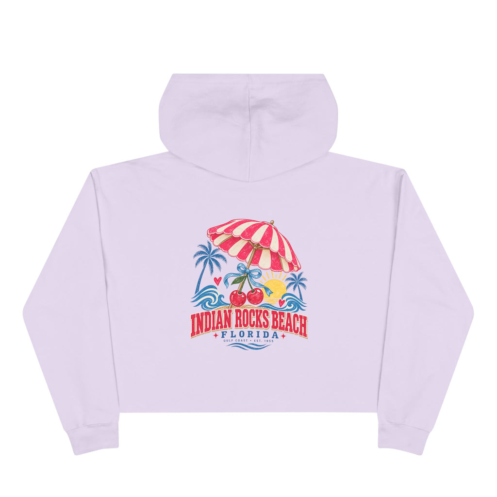 Indian Rocks Beach Florida Cropped Hoodie – Vintage Beach Umbrella & Cherries Design