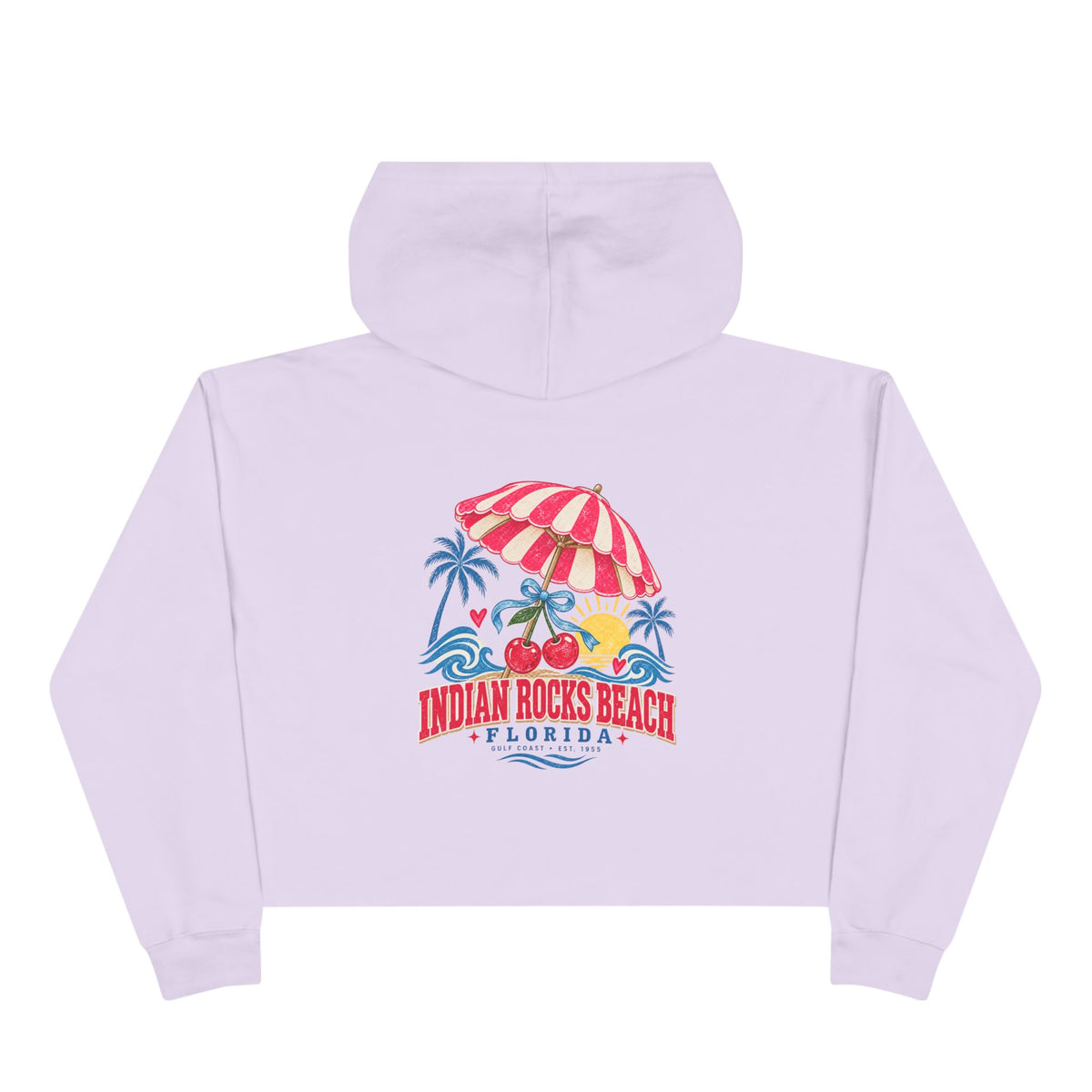 Indian Rocks Beach Florida Cropped Hoodie – Vintage Beach Umbrella & Cherries Design