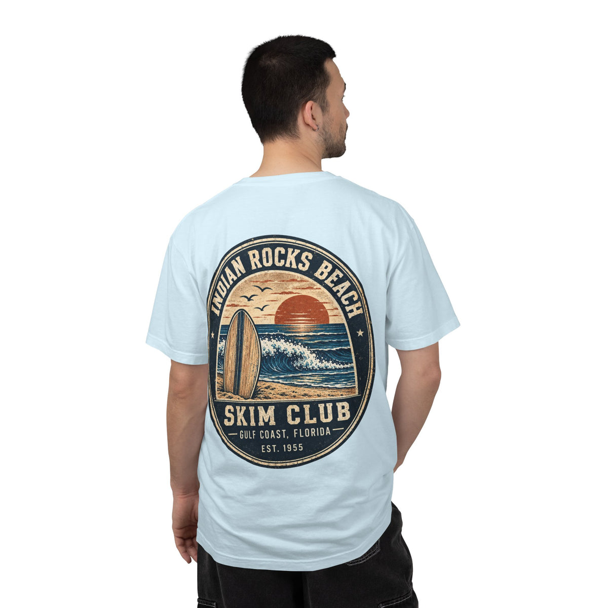 Indian Rocks Beach Skim Club T-Shirt — Retro Surf Sunset Tee