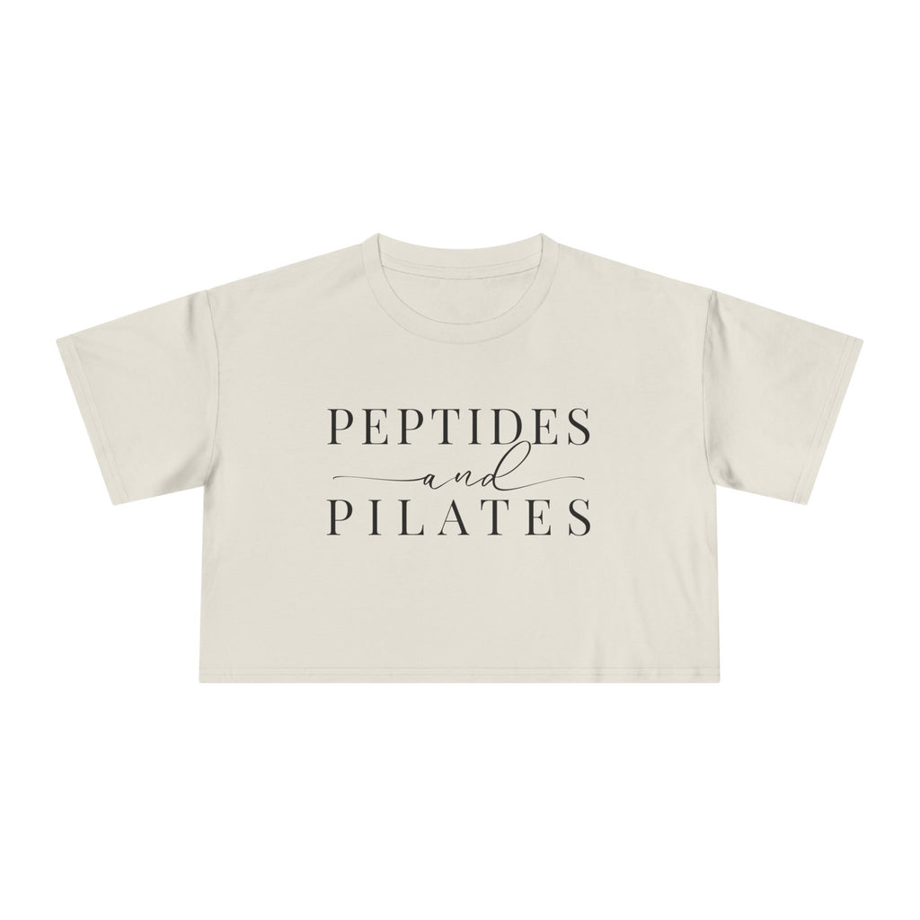 Peptides & Pilates Crop Top Shirt - Women's Cropped Tee, Minimal Fitness & Wellness Graphic Tee, Soft Cotton Gym & Lifestyle Top