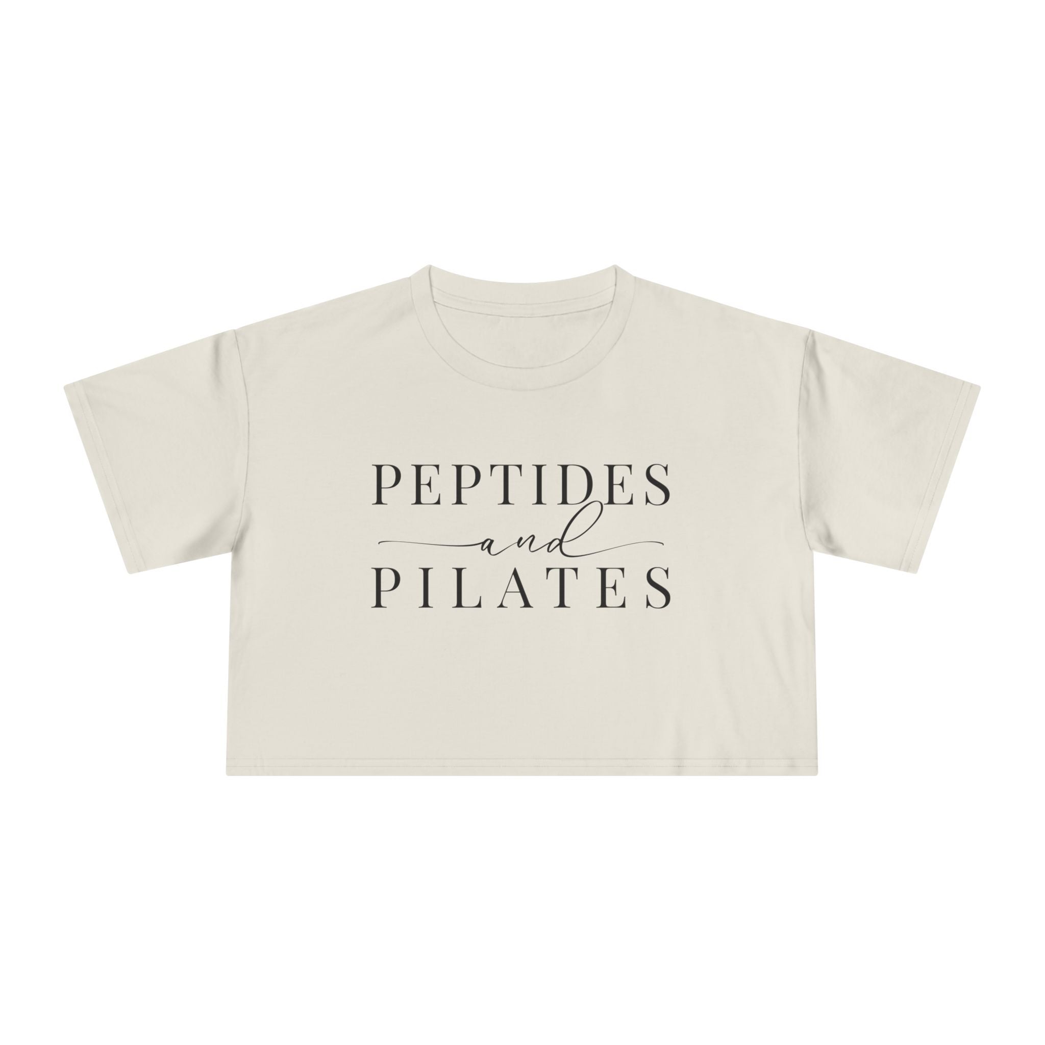 Peptides & Pilates Crop Top Shirt - Women's Cropped Tee, Minimal Fitness & Wellness Graphic Tee, Soft Cotton Gym & Lifestyle Top