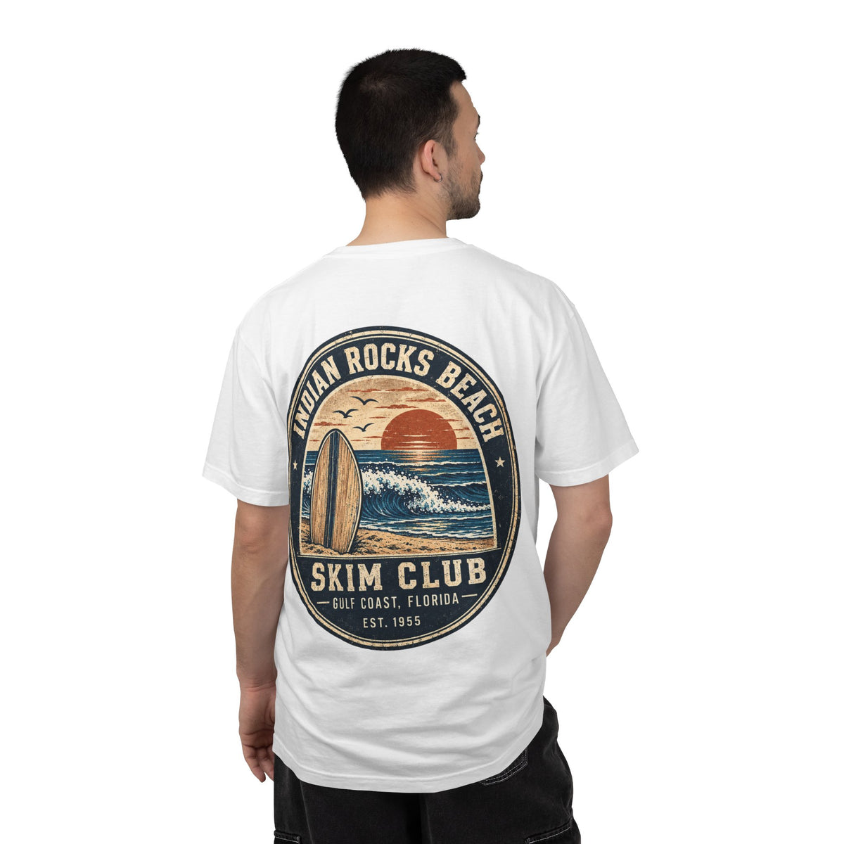 Indian Rocks Beach Skim Club T-Shirt — Retro Surf Sunset Tee