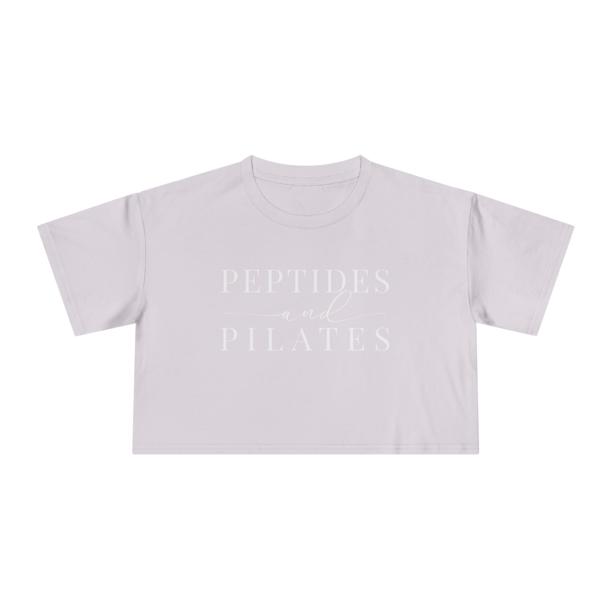 Peptides & Pilates Crop Top Shirt - Women's Cropped Tee, Minimal Fitness & Wellness Graphic Tee, Soft Cotton Gym & Lifestyle Top