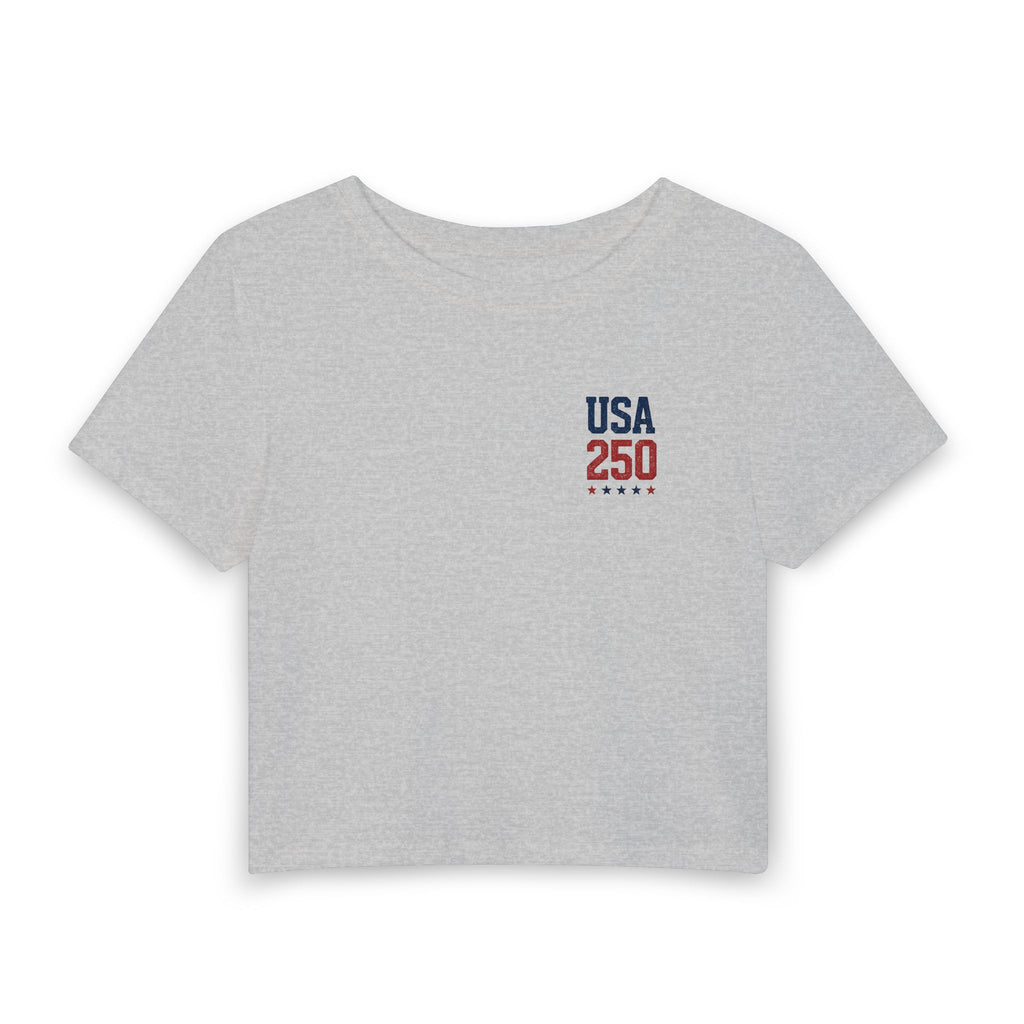 Trump Isn't My President He's My Daddy Crop Tee — Patriotic USA 250 Women's Baby Tee