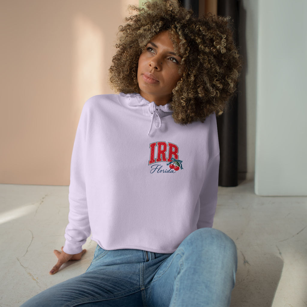 Indian Rocks Beach Florida Cropped Hoodie – Vintage Beach Umbrella & Cherries Design