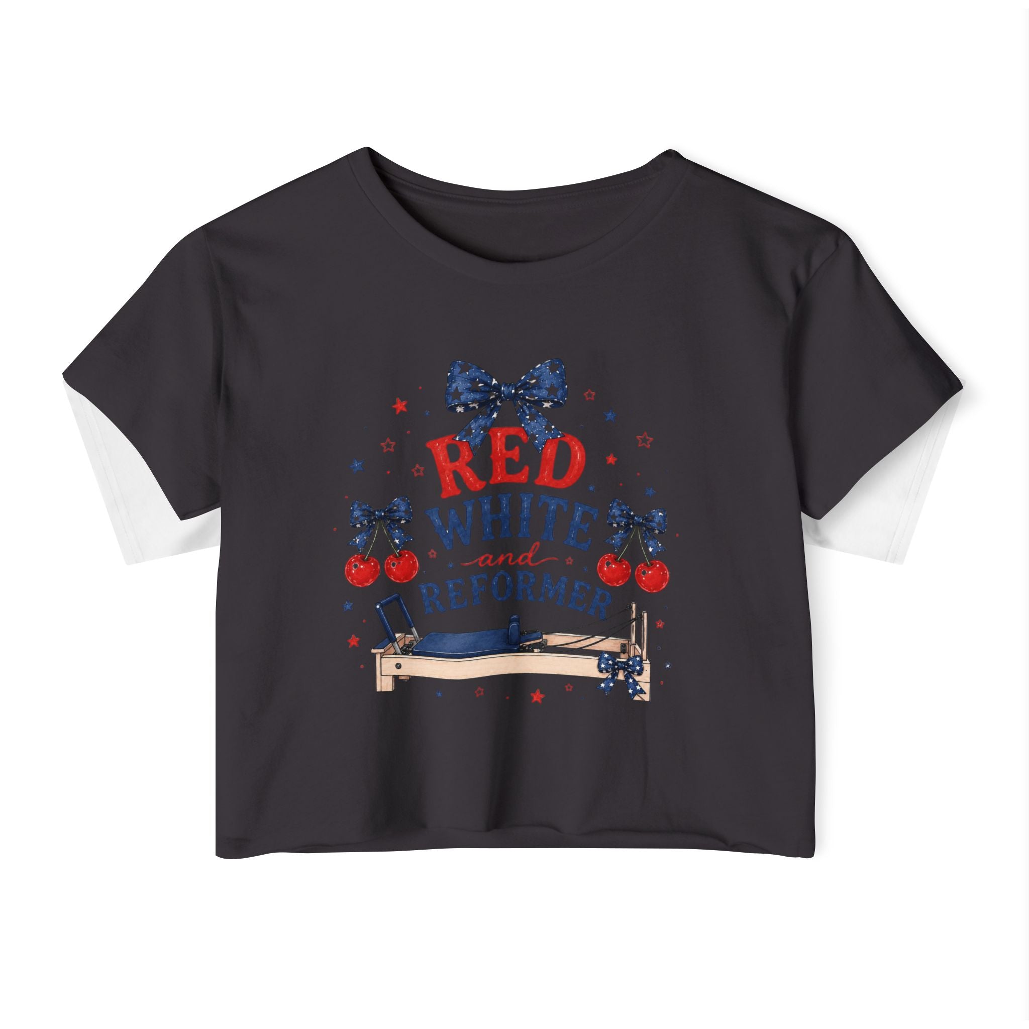Red White & Reformer Crop Top | 4th of July Pilates Shirt | Patriotic Pilates Tee | Women’s Cropped Workout Shirt