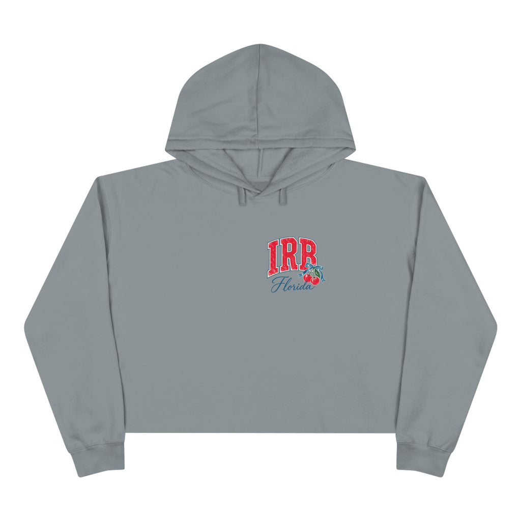 Indian Rocks Beach Florida Cropped Hoodie – Vintage Beach Umbrella & Cherries Design