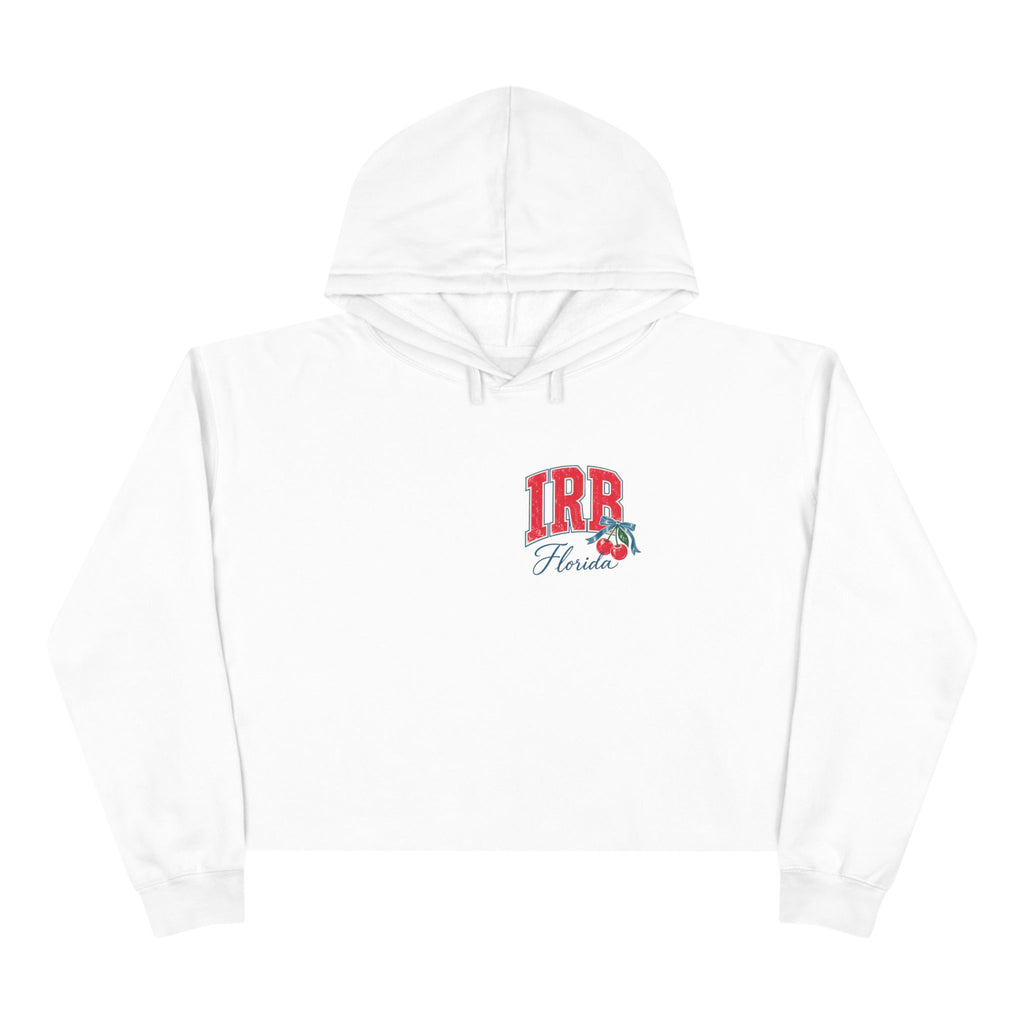 Indian Rocks Beach Florida Cropped Hoodie – Vintage Beach Umbrella & Cherries Design
