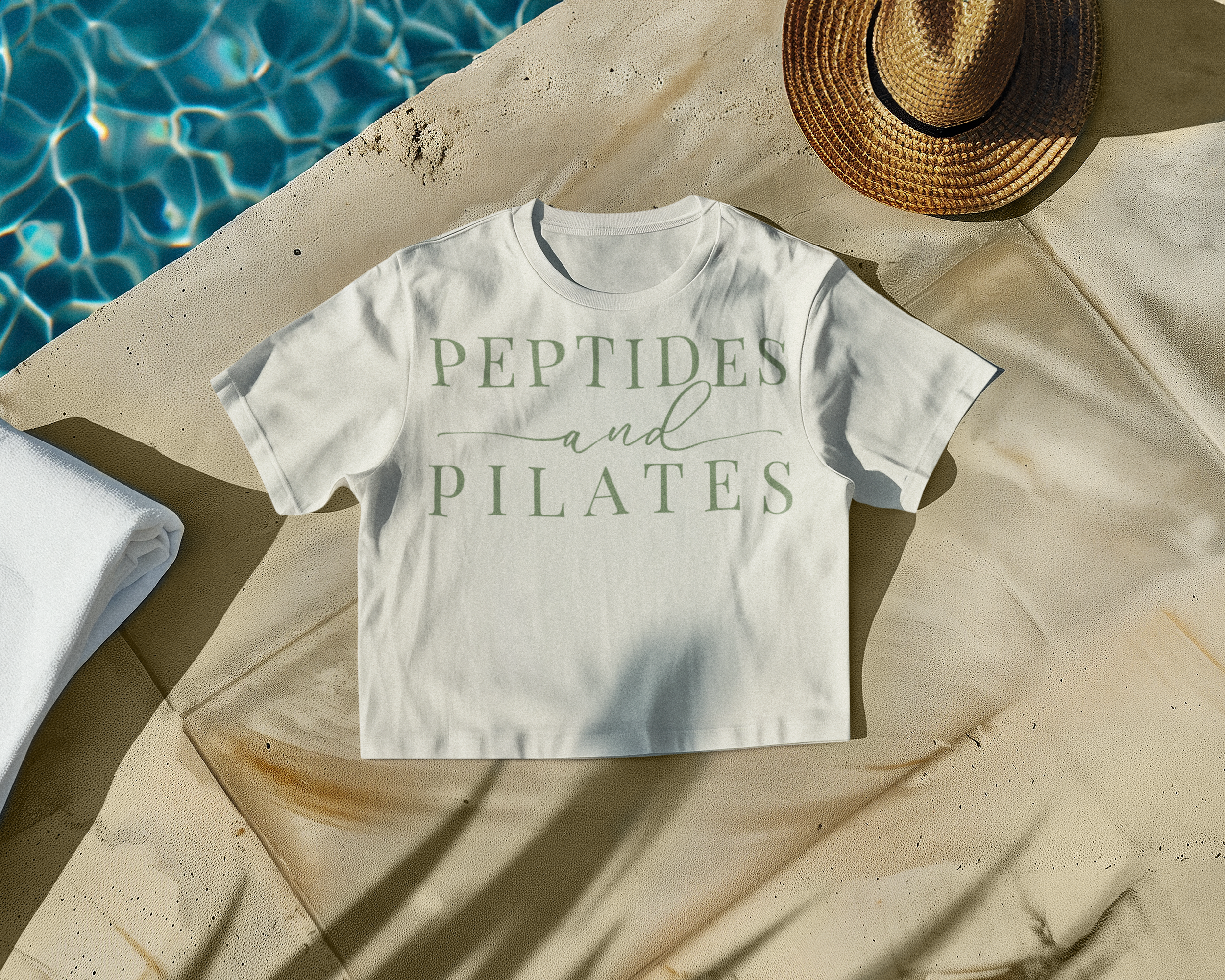 Peptides & Pilates Crop Top Shirt - Women's Cropped Tee, Minimal Fitness & Wellness Graphic Tee, Soft Cotton Gym & Lifestyle Top