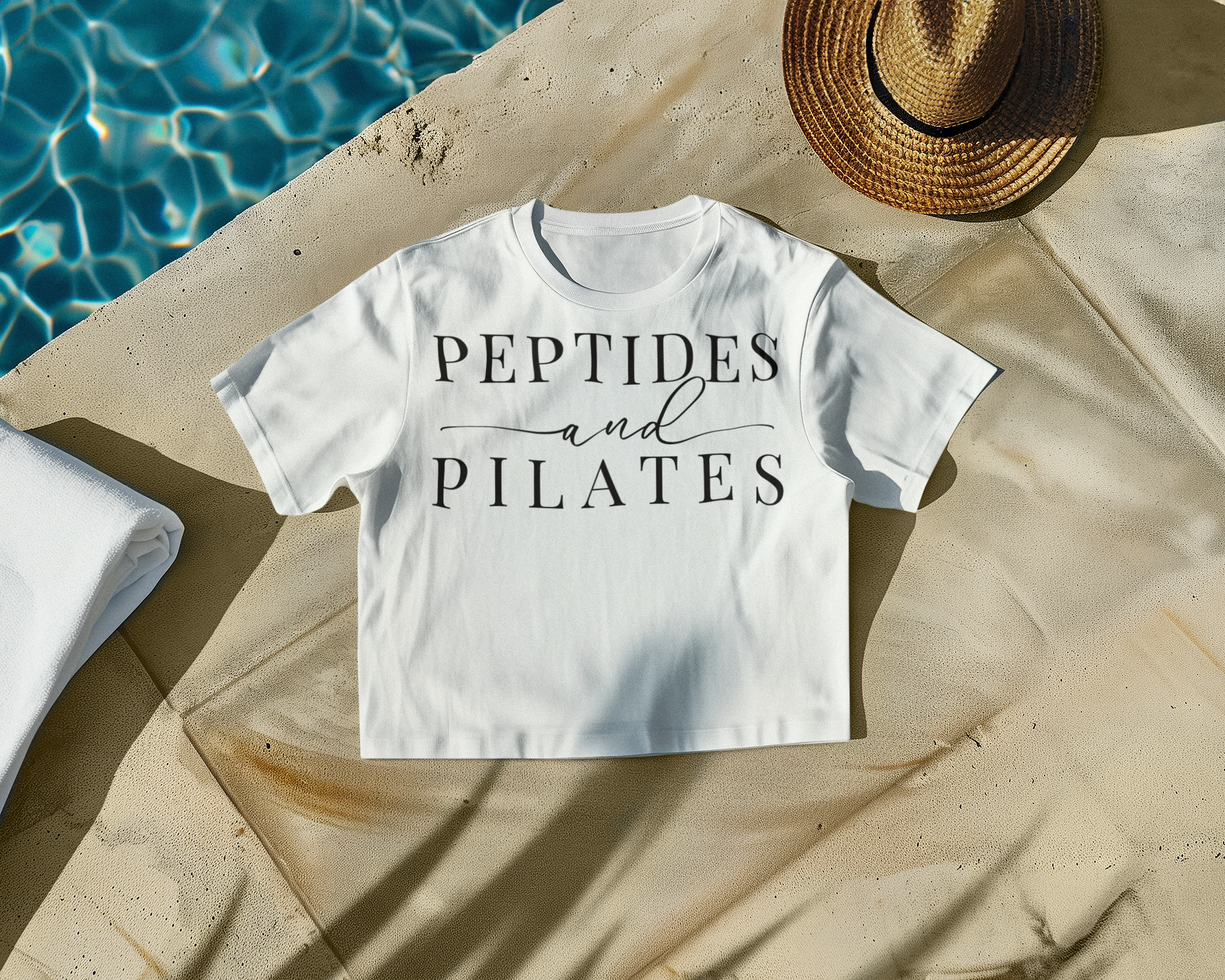 Peptides & Pilates Crop Top Shirt - Women's Cropped Tee, Minimal Fitness & Wellness Graphic Tee, Soft Cotton Gym & Lifestyle Top