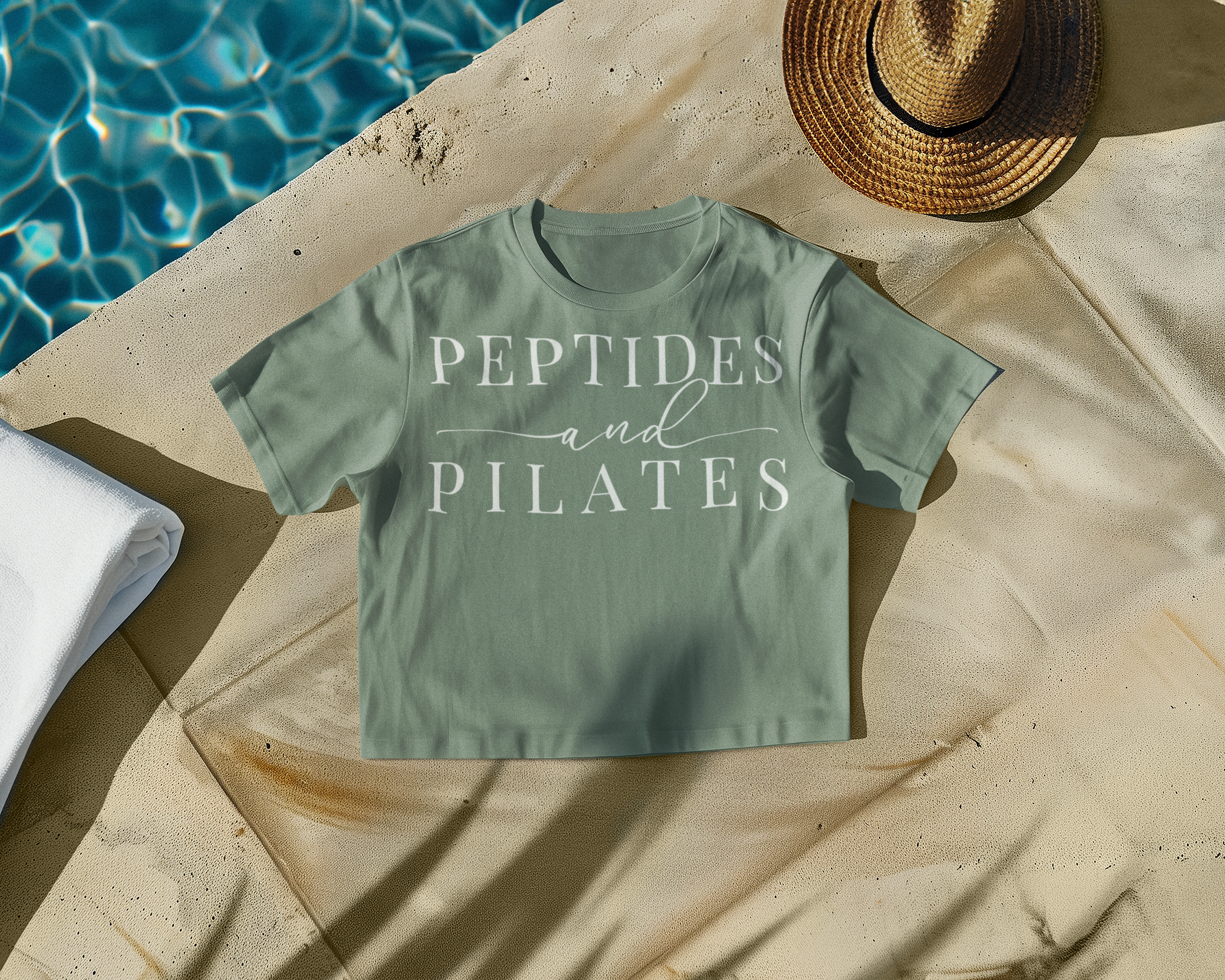 Peptides & Pilates Crop Top Shirt - Women's Cropped Tee, Minimal Fitness & Wellness Graphic Tee, Soft Cotton Gym & Lifestyle Top