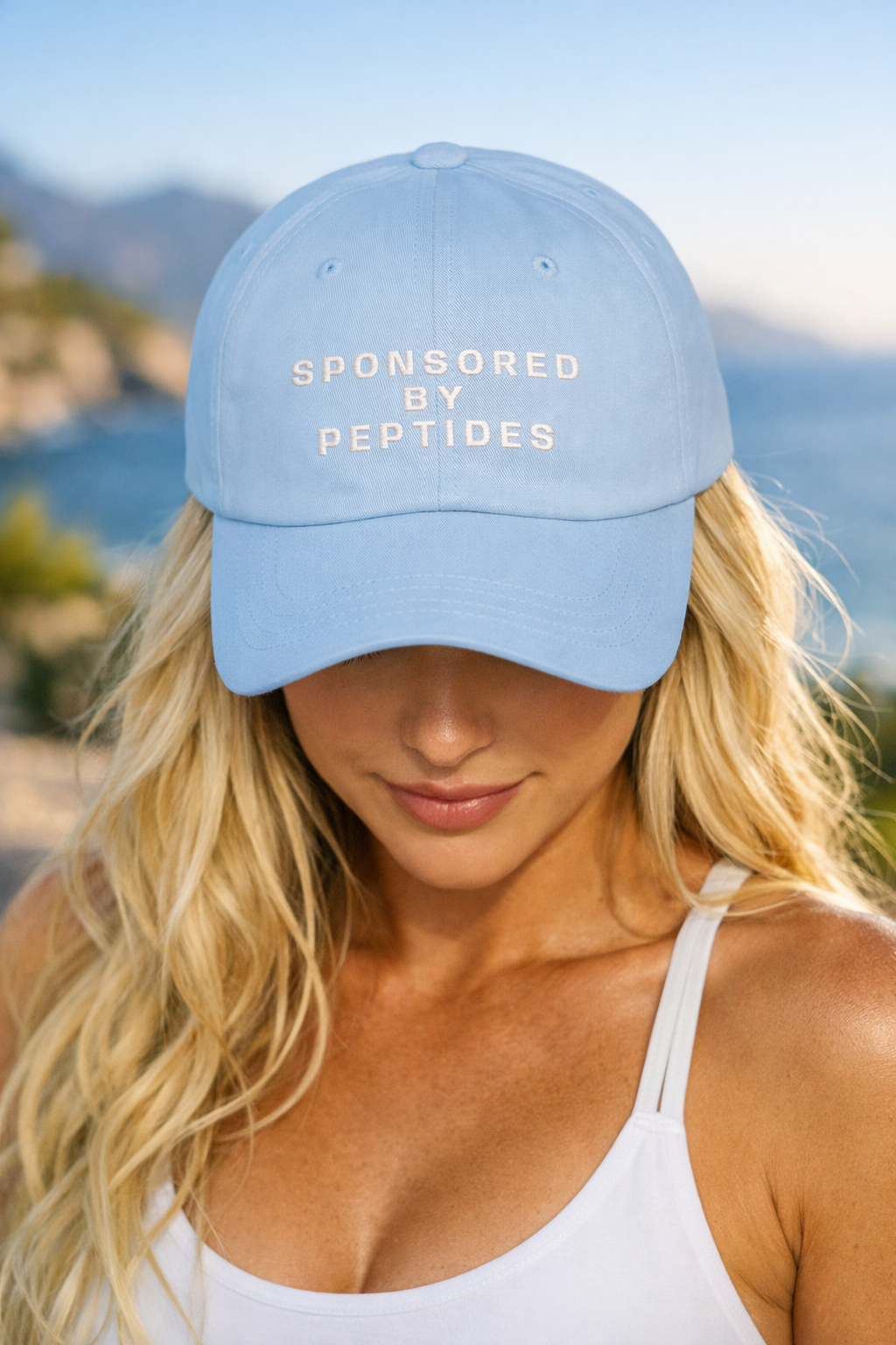 Sponsored by Peptides | Funny Baseball cap | Embroidery