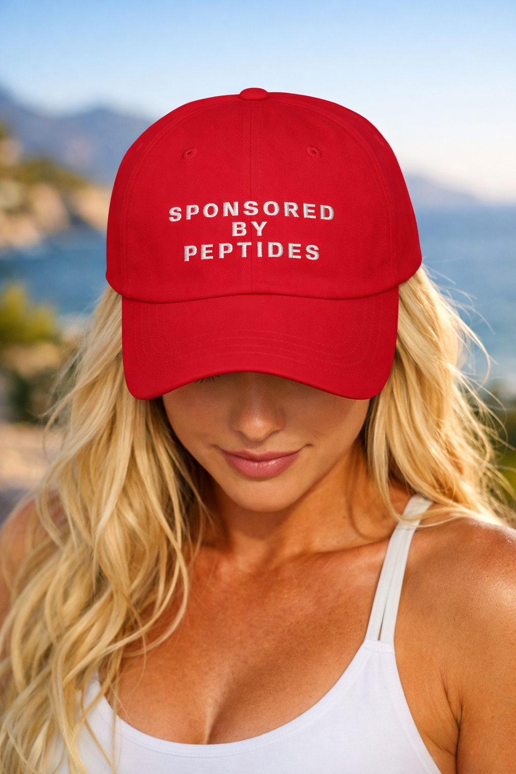 Sponsored by Peptides | Funny Baseball cap | Embroidery