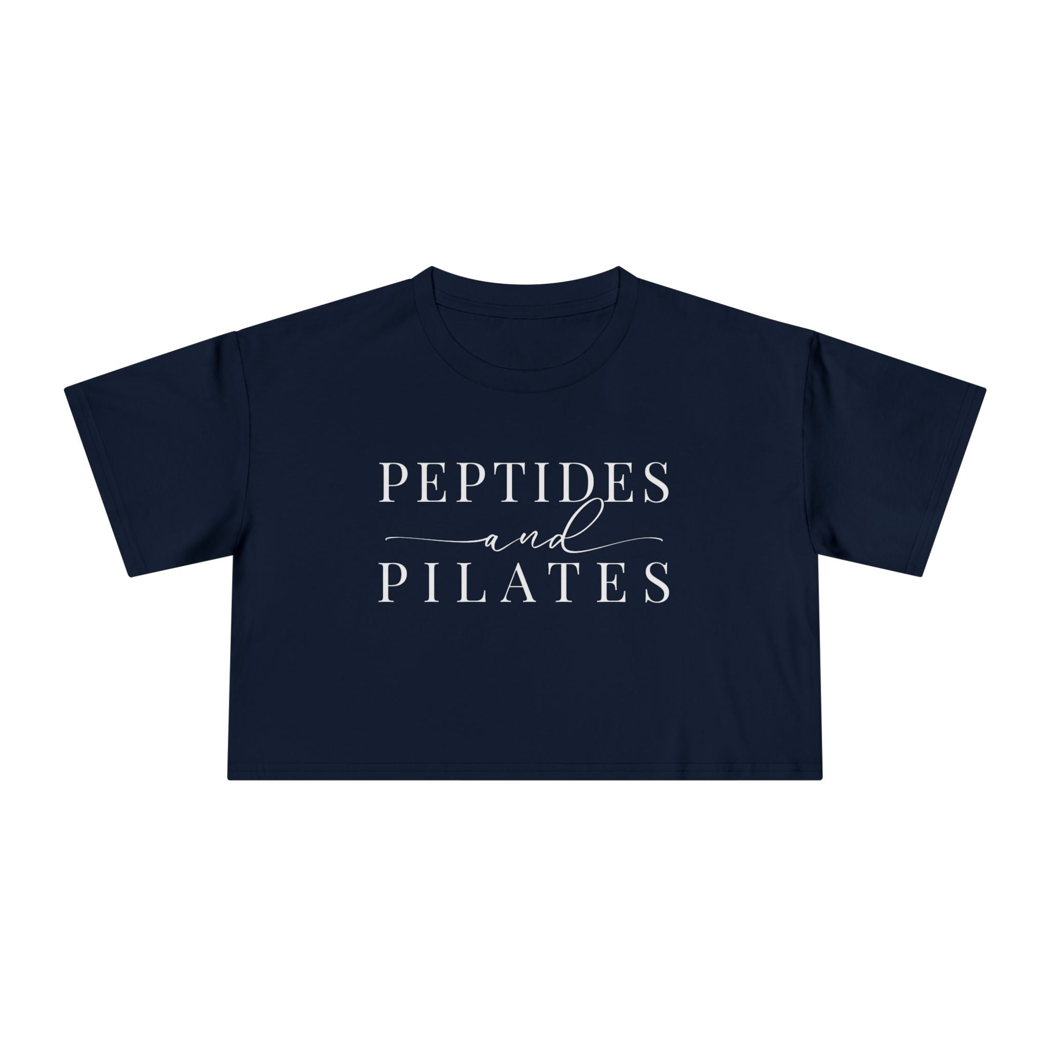 Peptides & Pilates Crop Top Shirt - Women's Cropped Tee, Minimal Fitness & Wellness Graphic Tee, Soft Cotton Gym & Lifestyle Top