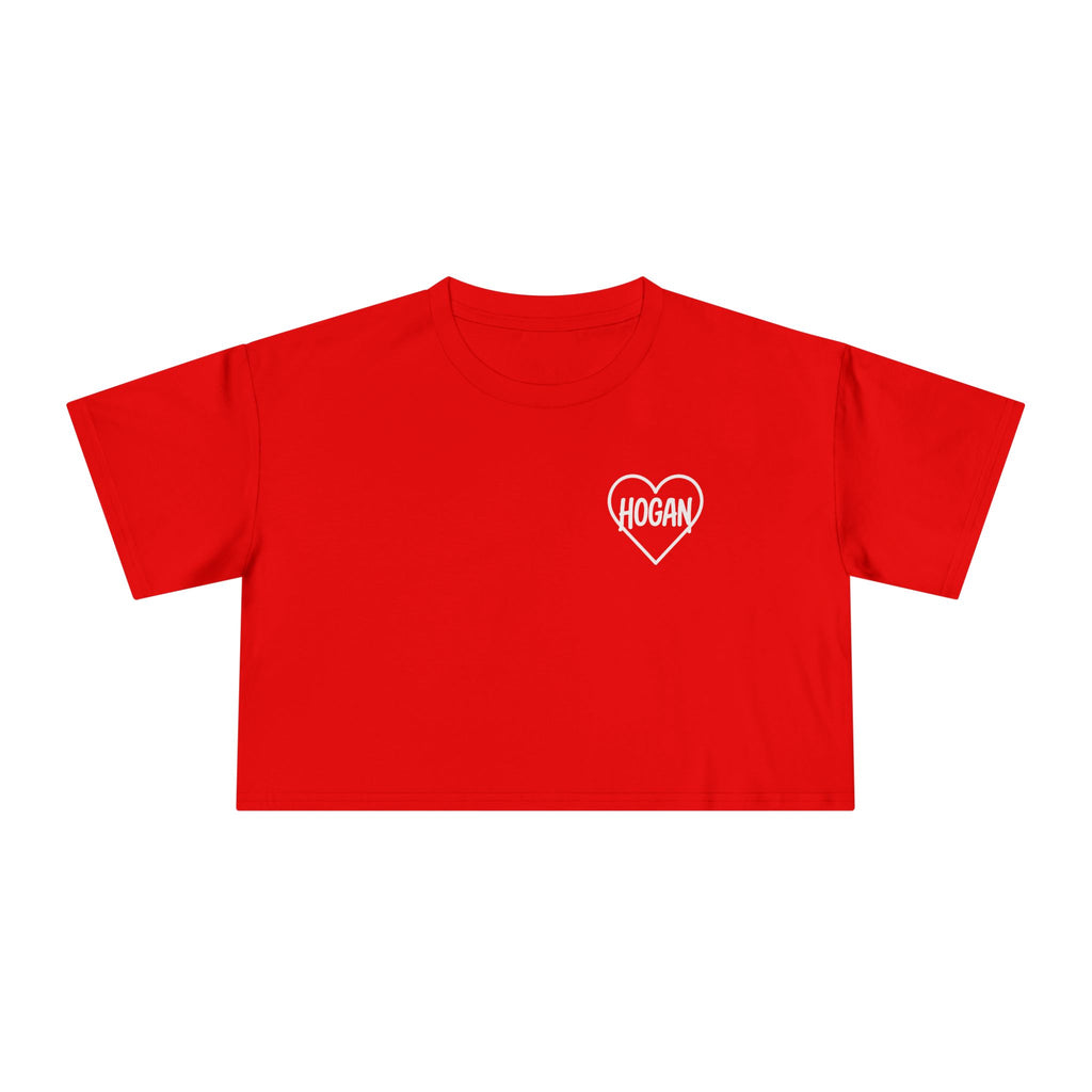 Women’s Crop Tee — Pink “Real Legends Never Die” Memorial Heart Hogan Tee