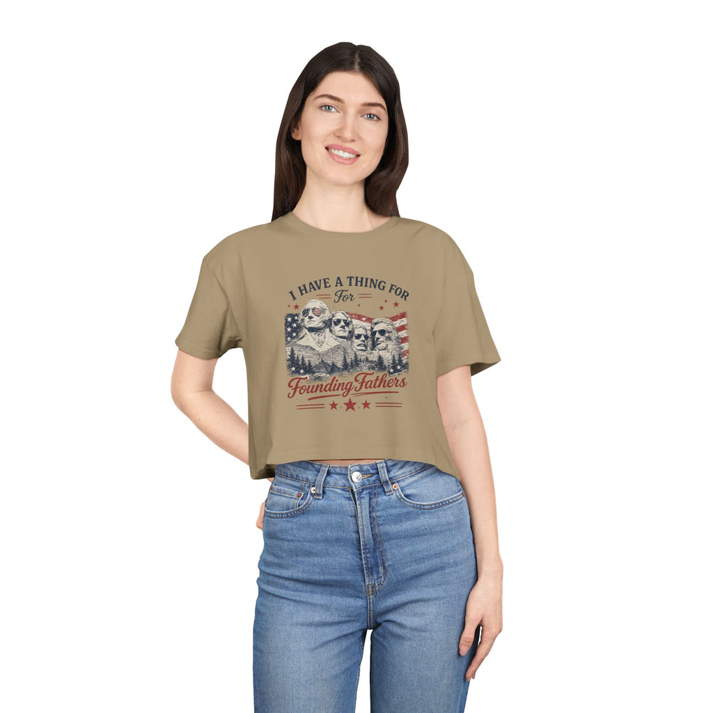 Founding Fathers Daddy Issues Crop Tee — Patriotic Women's Crop Top