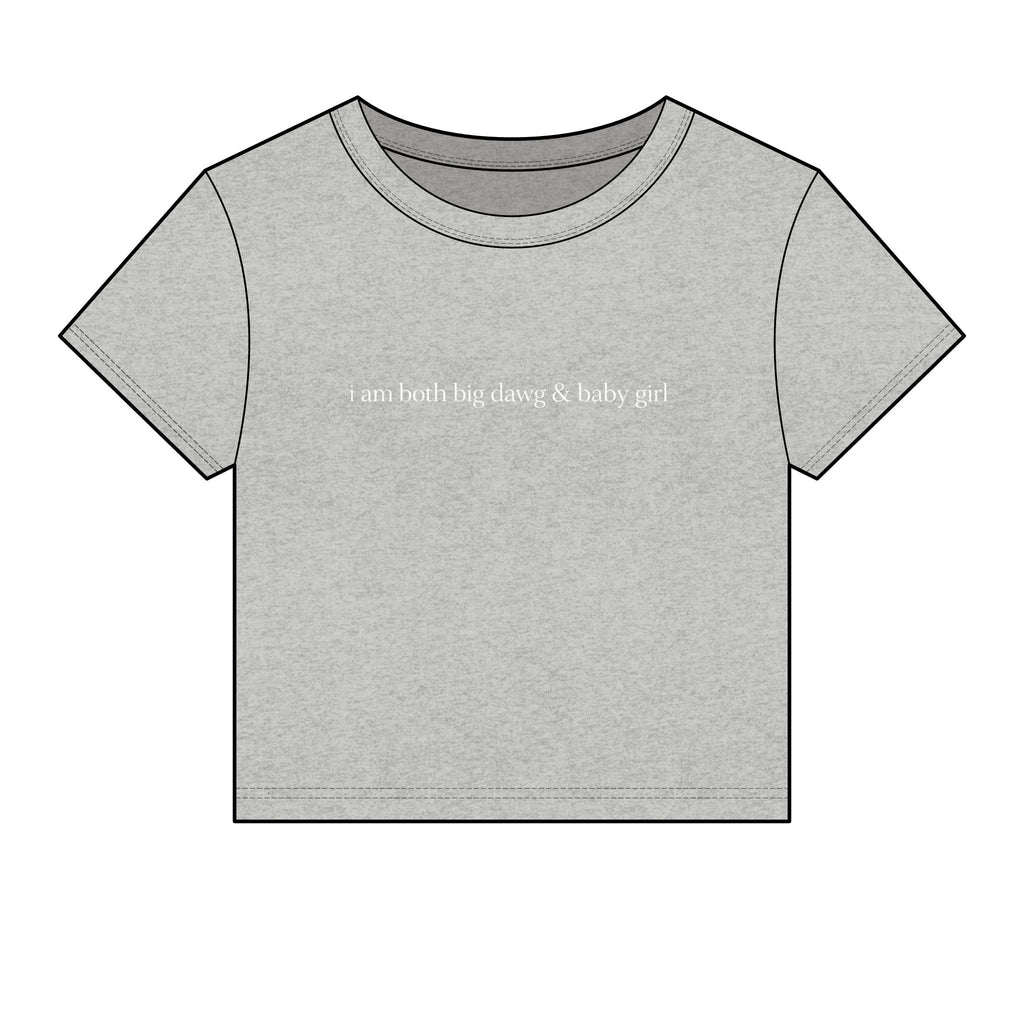 Libra Crop Tee — "i am both big dawg & baby girl" Micro Rib Women's Baby Tee