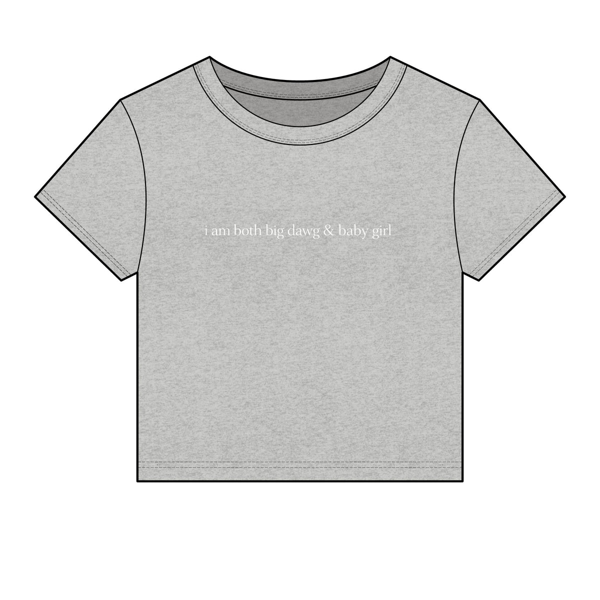 Libra Crop Tee — "i am both big dawg & baby girl" Micro Rib Women's Baby Tee