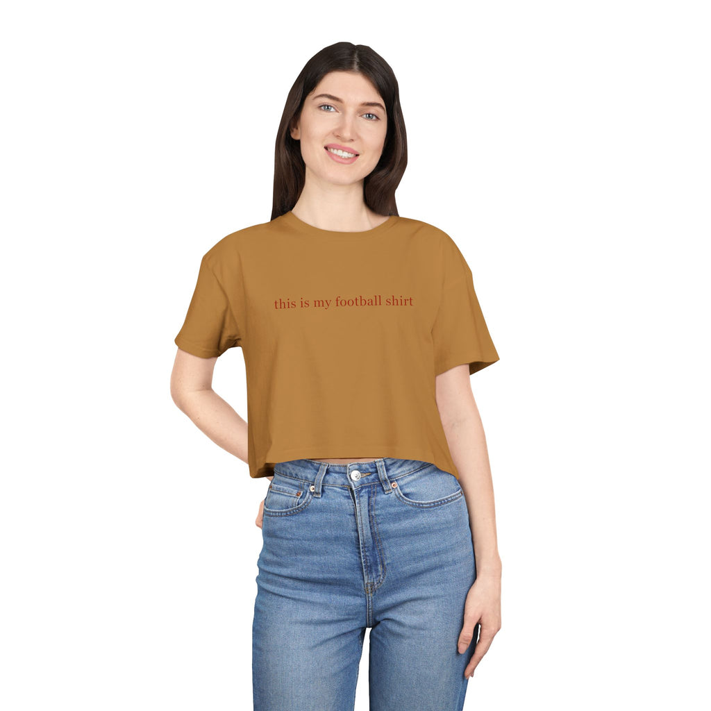 Crop Tee — "this is my football shirt" Tampa Bay Buccaneers Pink TB Crop Tee