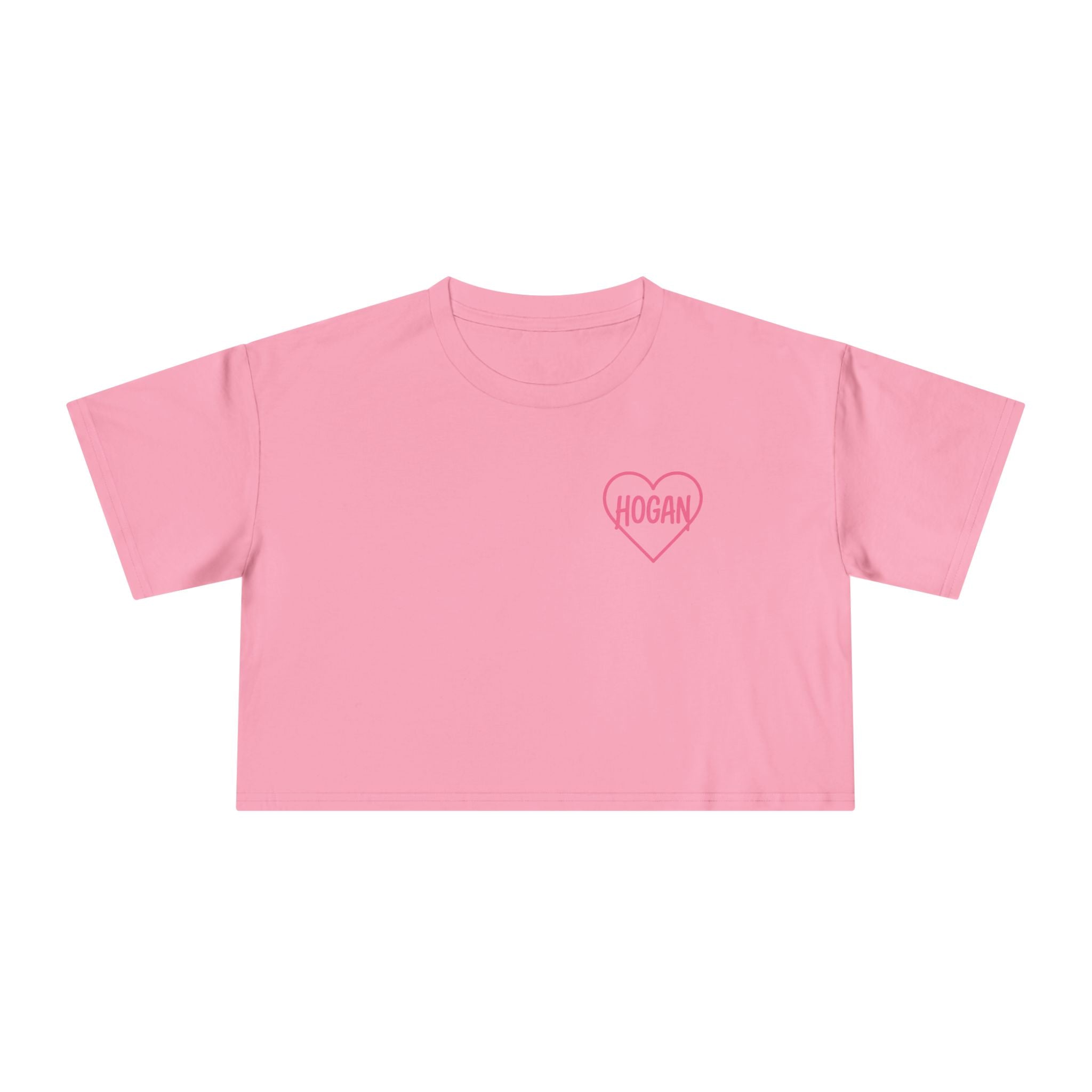 Women’s Crop Tee — Pink “Real Legends Never Die” Memorial Heart Hogan Tee