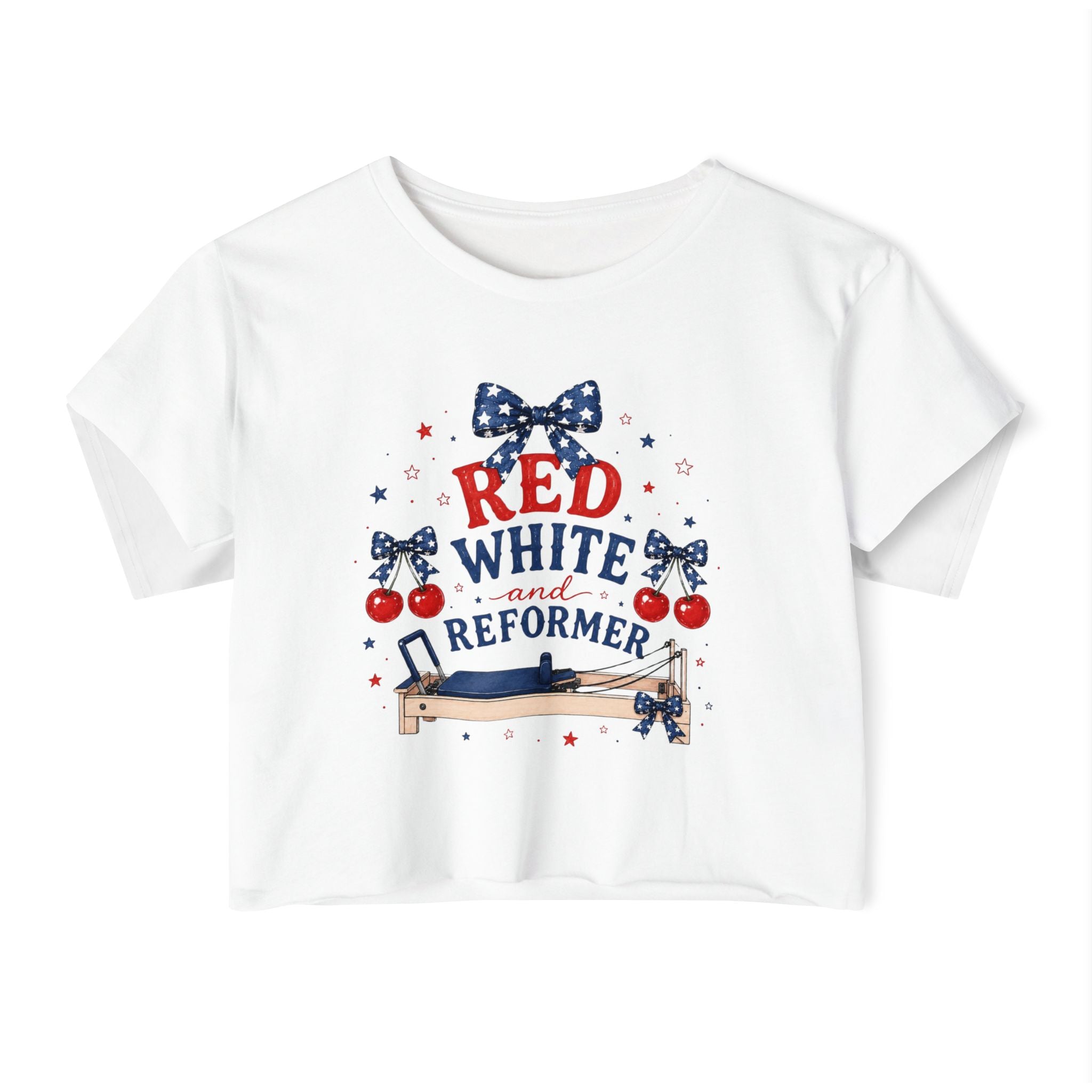 Red White & Reformer Crop Top | 4th of July Pilates Shirt | Patriotic Pilates Tee | Women’s Cropped Workout Shirt