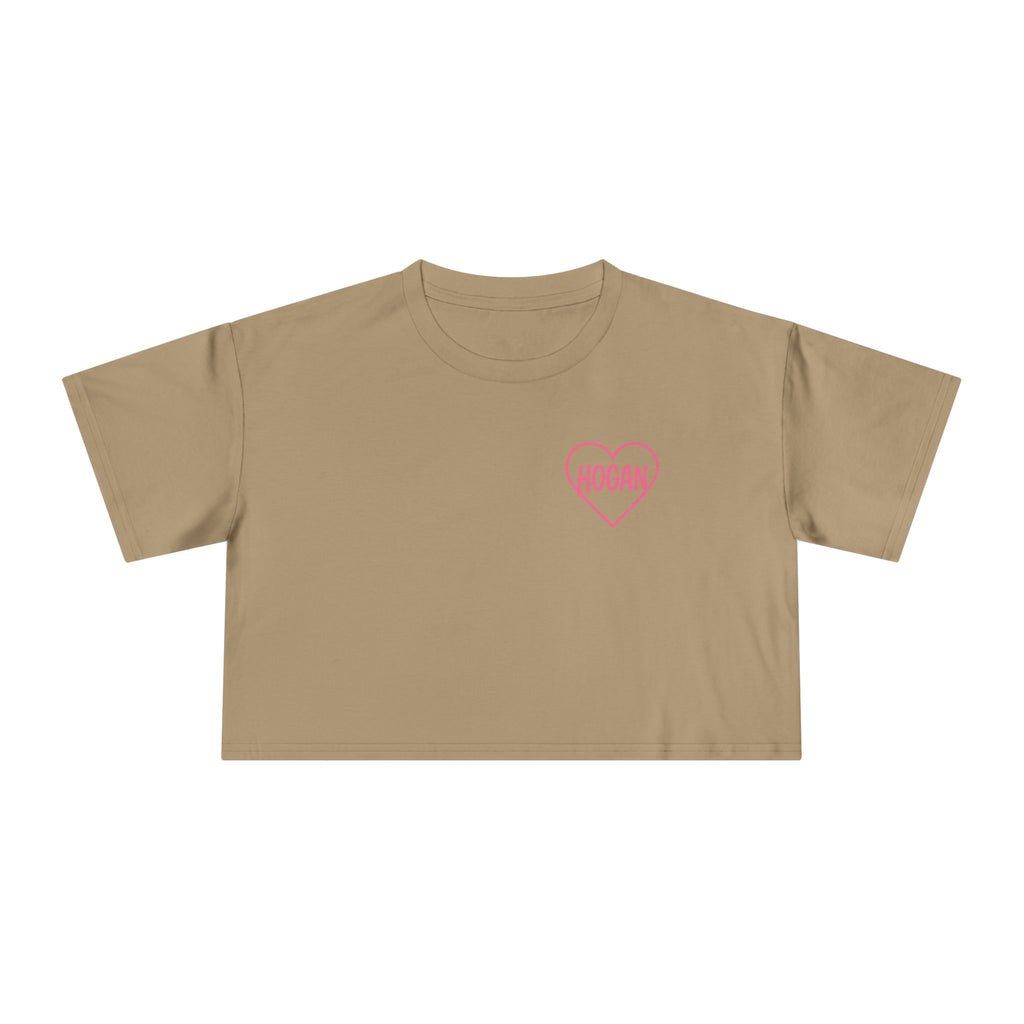 Women’s Crop Tee — Pink “Real Legends Never Die” Memorial Heart Hogan Tee
