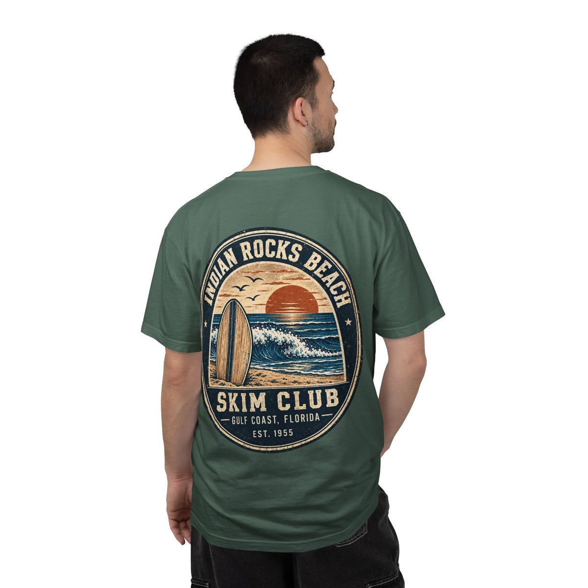 Indian Rocks Beach Skim Club T-Shirt — Retro Surf Sunset Tee