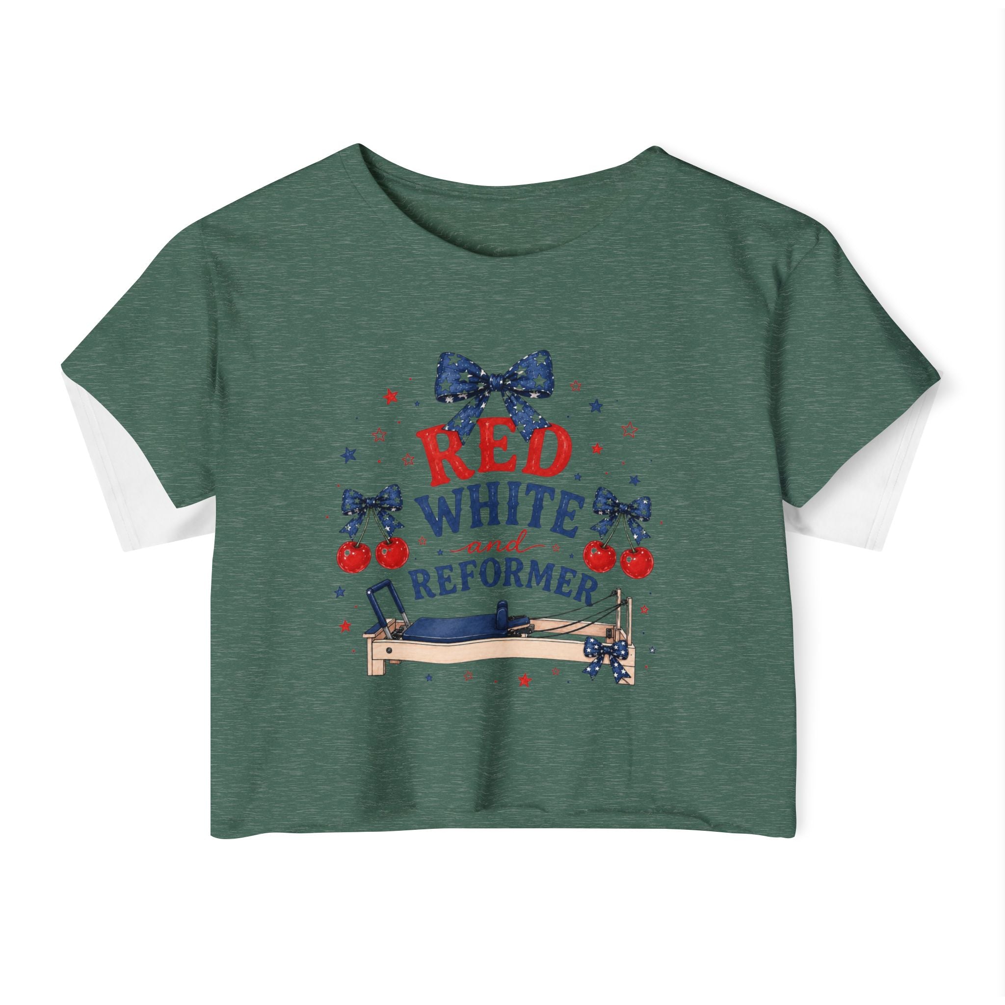 Red White & Reformer Crop Top | 4th of July Pilates Shirt | Patriotic Pilates Tee | Women’s Cropped Workout Shirt