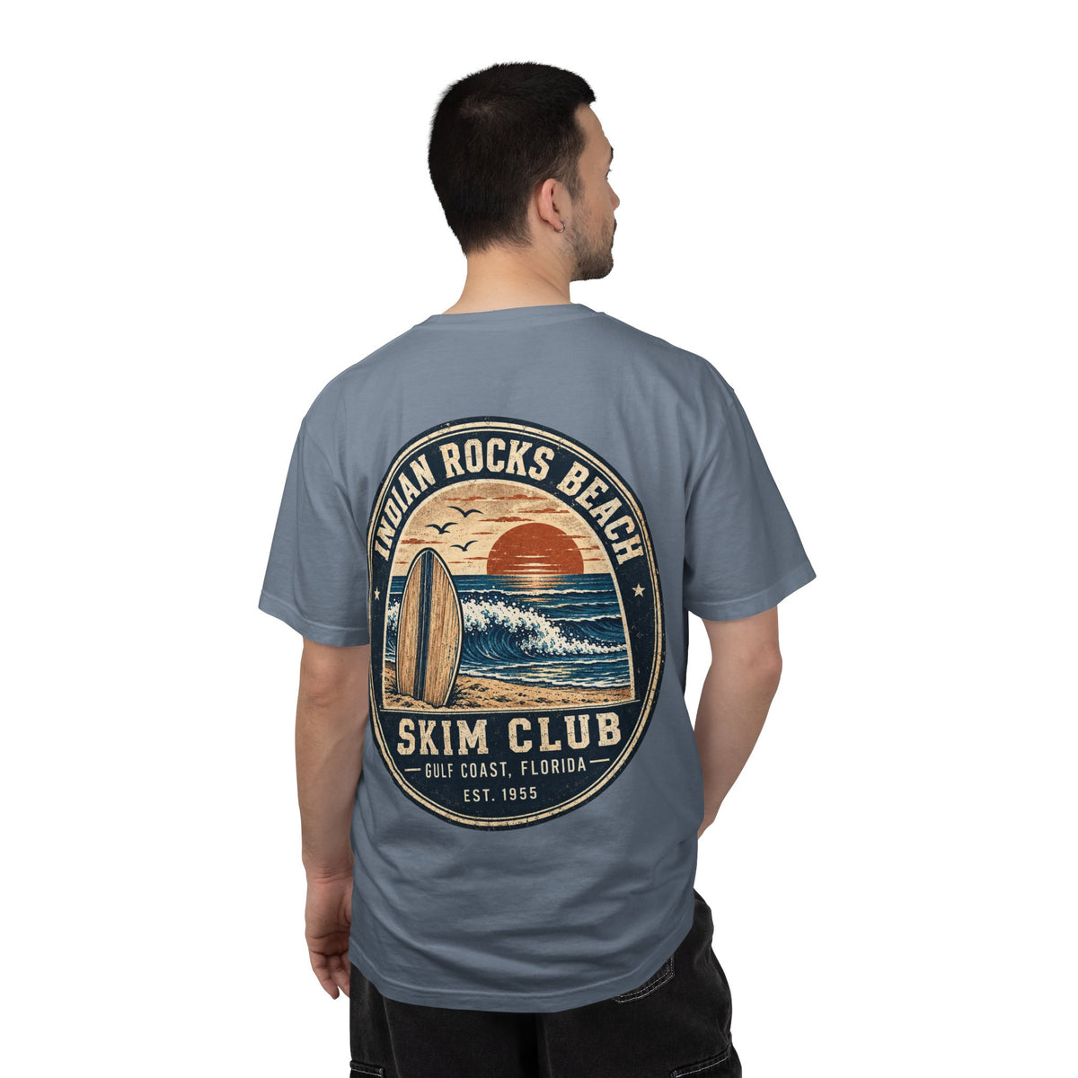 Indian Rocks Beach Skim Club T-Shirt — Retro Surf Sunset Tee