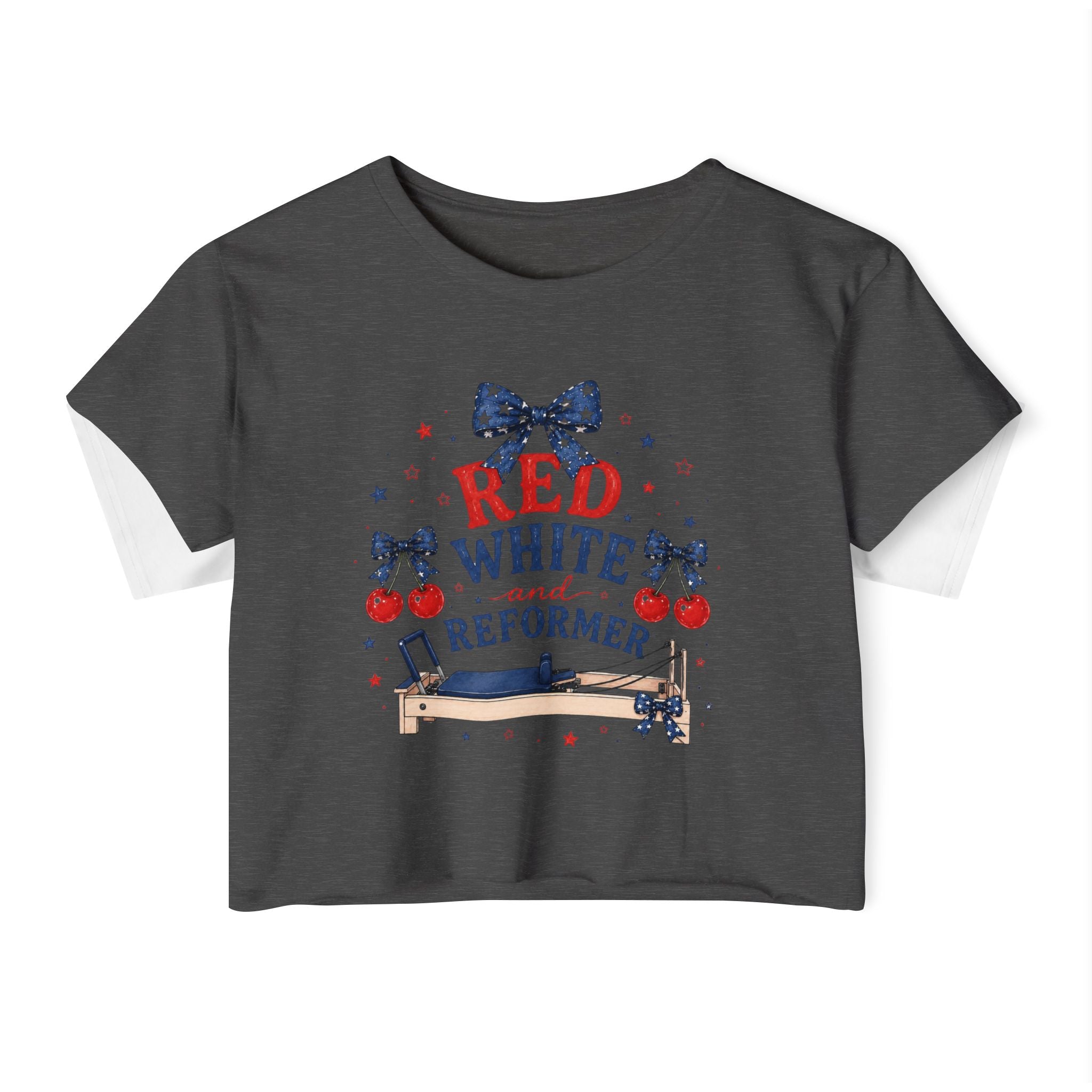 Red White & Reformer Crop Top | 4th of July Pilates Shirt | Patriotic Pilates Tee | Women’s Cropped Workout Shirt