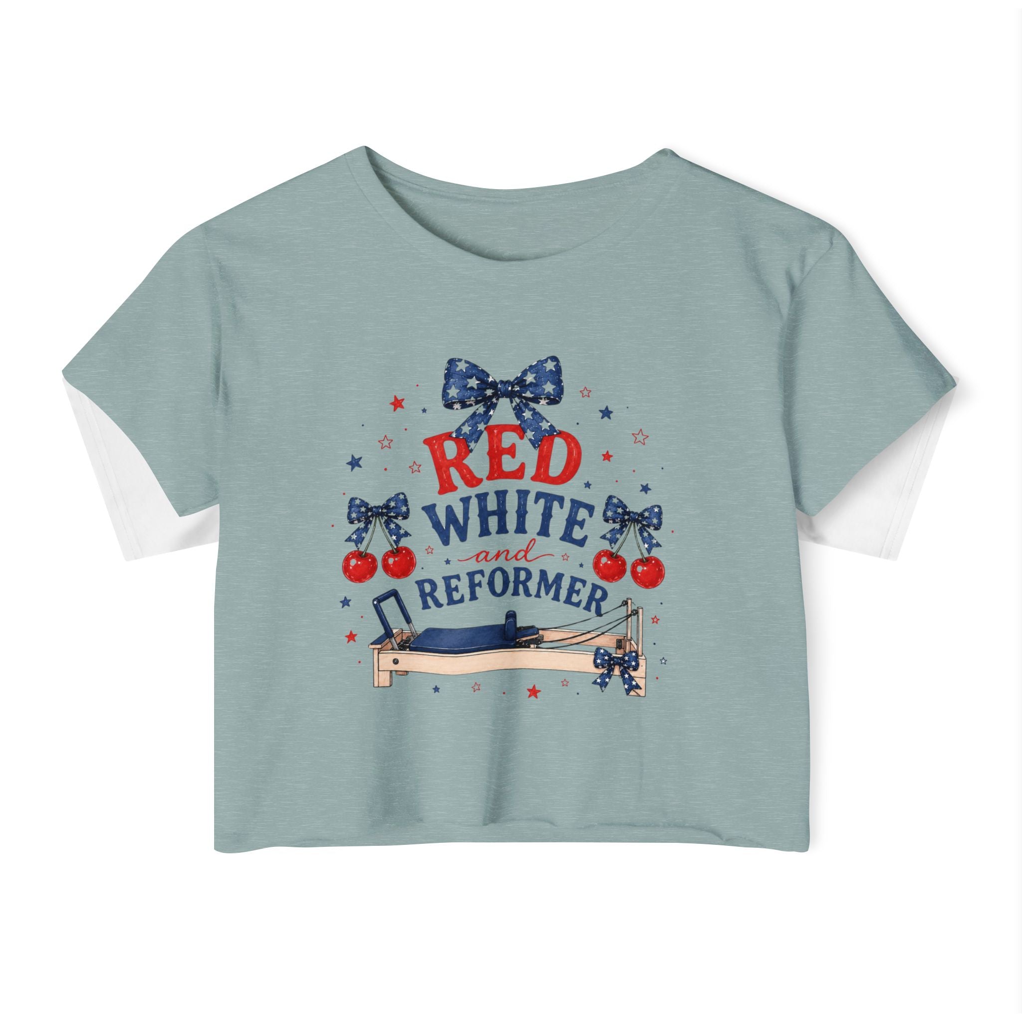Red White & Reformer Crop Top | 4th of July Pilates Shirt | Patriotic Pilates Tee | Women’s Cropped Workout Shirt