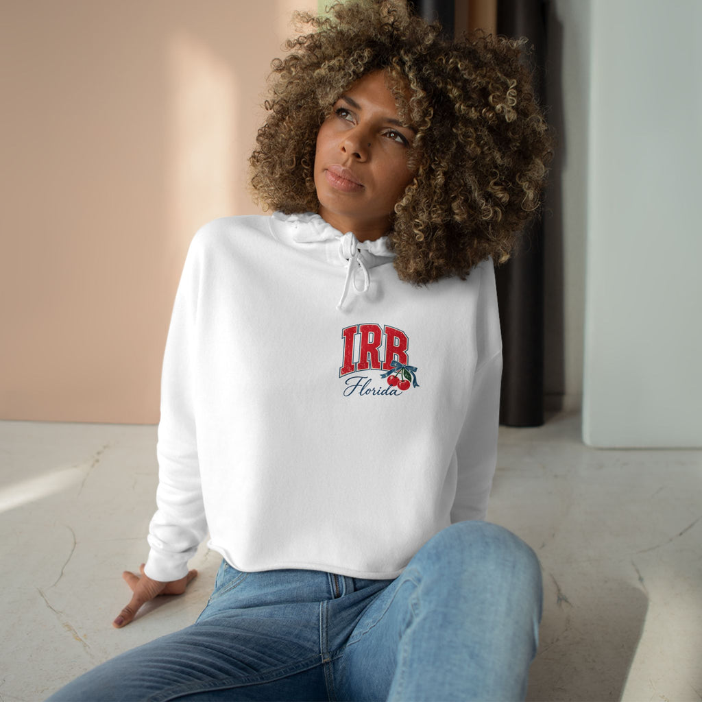 Indian Rocks Beach Florida Cropped Hoodie – Vintage Beach Umbrella & Cherries Design