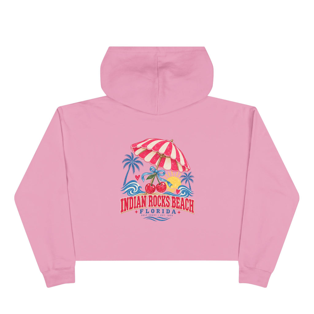 Indian Rocks Beach Florida Cropped Hoodie – Vintage Beach Umbrella & Cherries Design