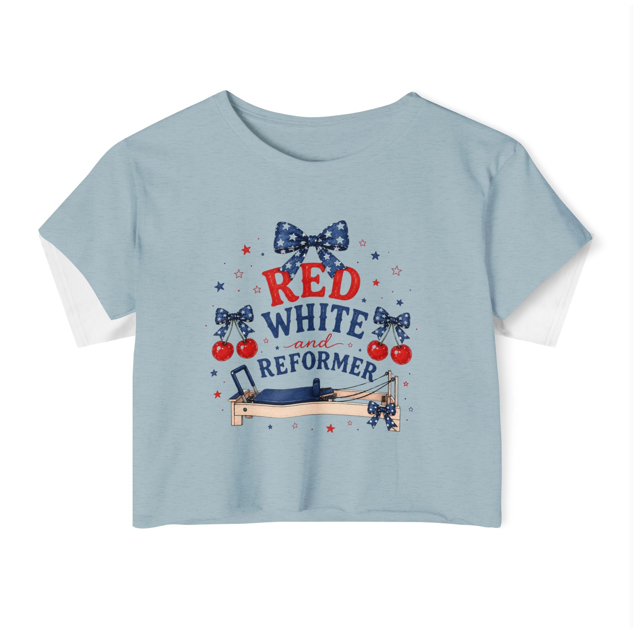 Red White & Reformer Crop Top | 4th of July Pilates Shirt | Patriotic Pilates Tee | Women’s Cropped Workout Shirt