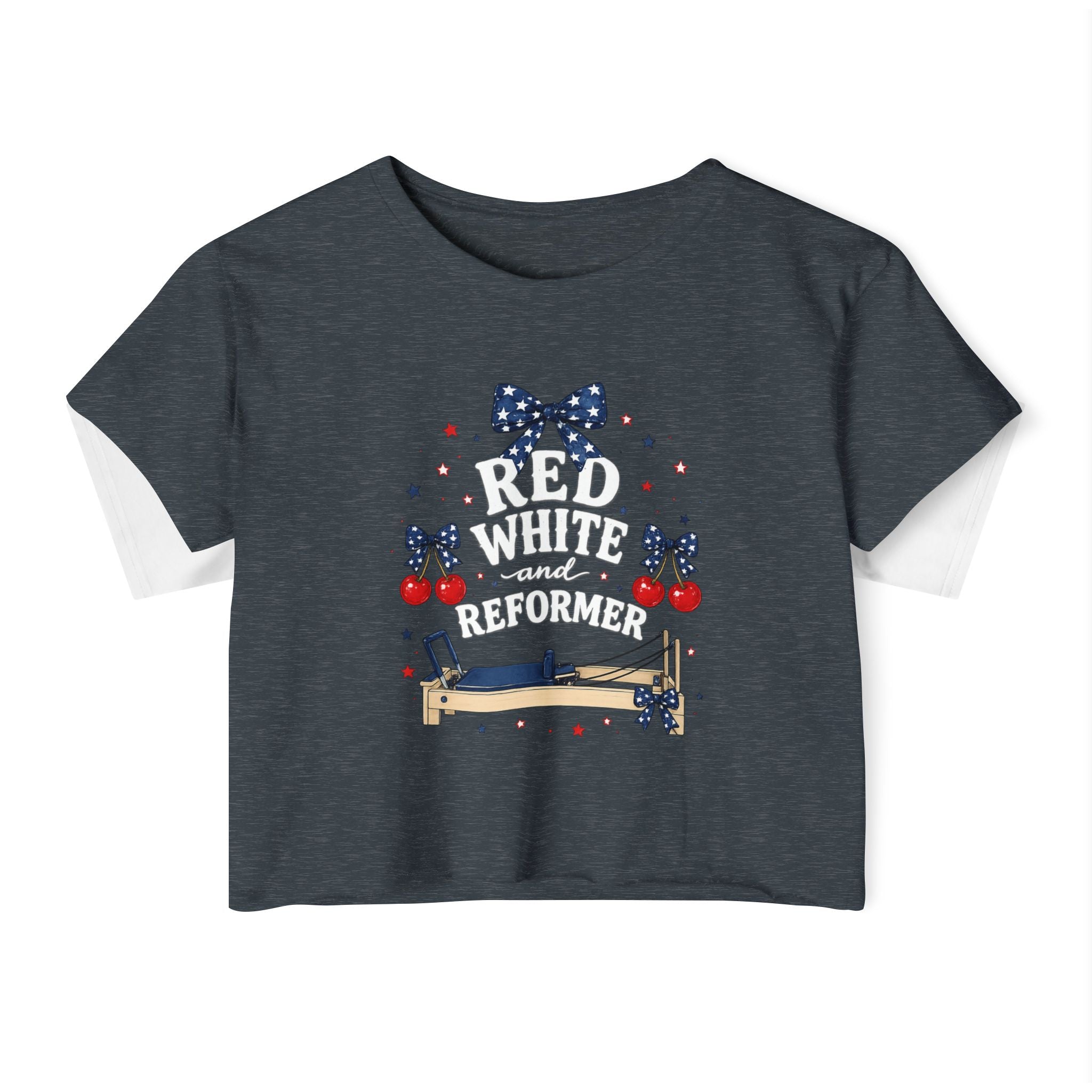 Red White & Reformer Crop Top | 4th of July Pilates Shirt | Patriotic Pilates Tee | Women’s Cropped Workout Shirt