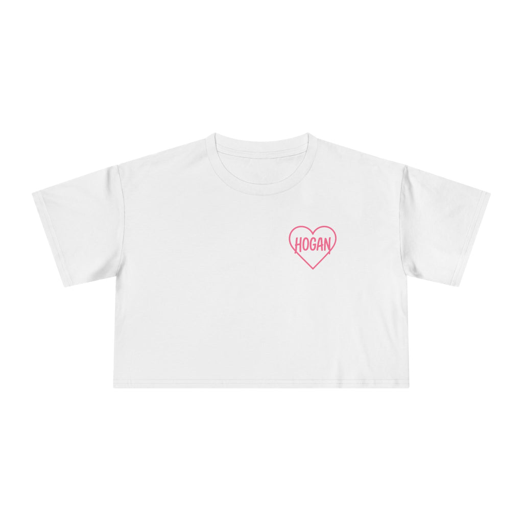Women’s Crop Tee — Pink “Real Legends Never Die” Memorial Heart Hogan Tee