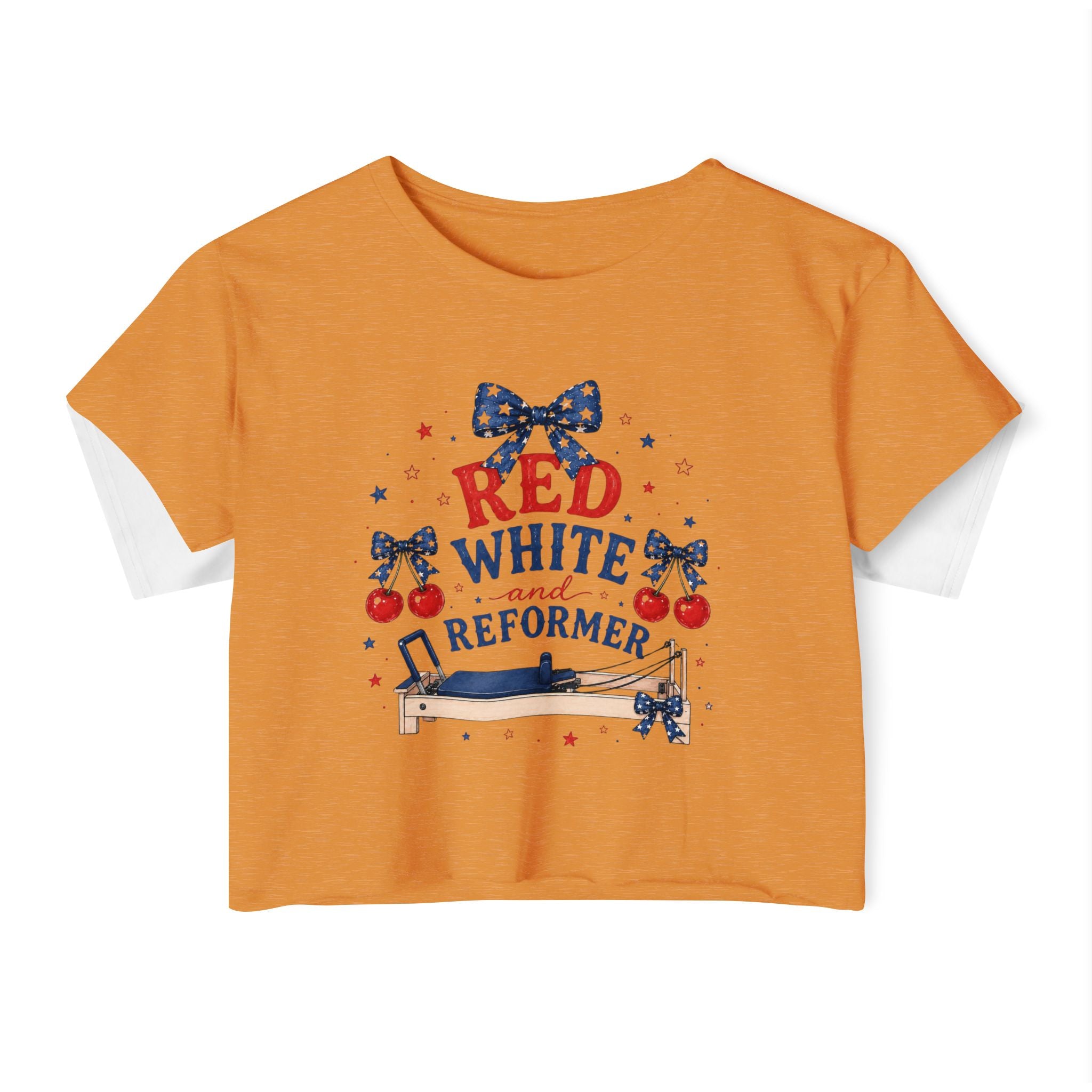 Red White & Reformer Crop Top | 4th of July Pilates Shirt | Patriotic Pilates Tee | Women’s Cropped Workout Shirt