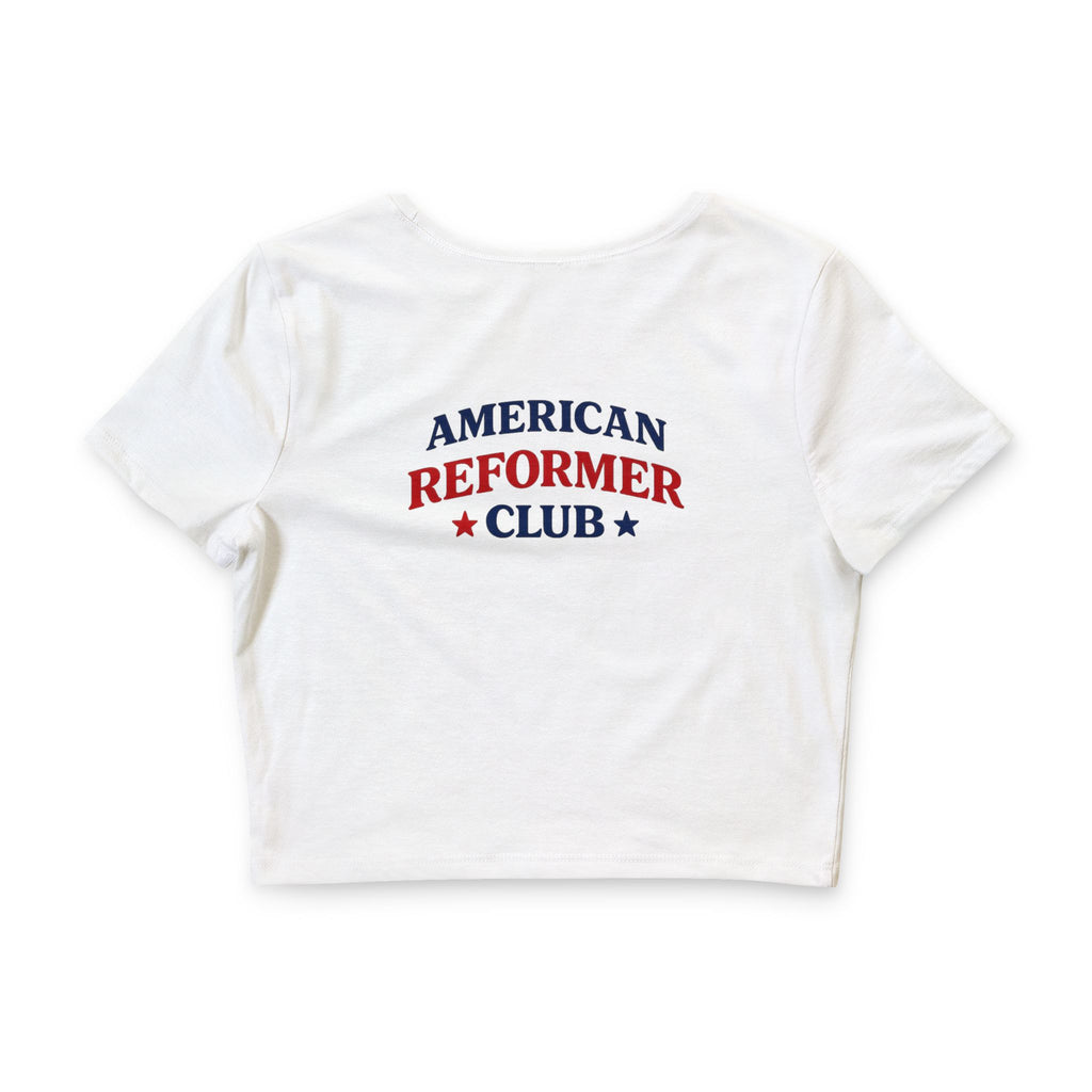 Red, White & Reformer Crop Tee — Patriotic Pilates/Barre Shirt