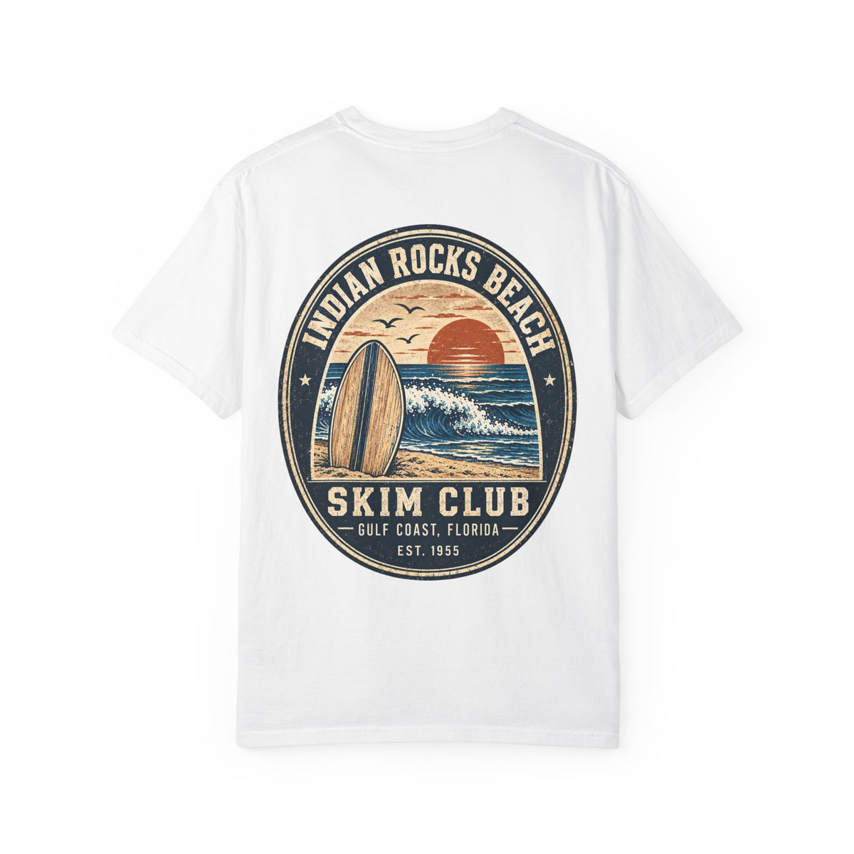 Indian Rocks Beach Skim Club T-Shirt — Retro Surf Sunset Tee