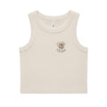 Organic Rib Crop Tank — "My Safe Word Is Feet in Straps" Pilates Skeleton Graphic